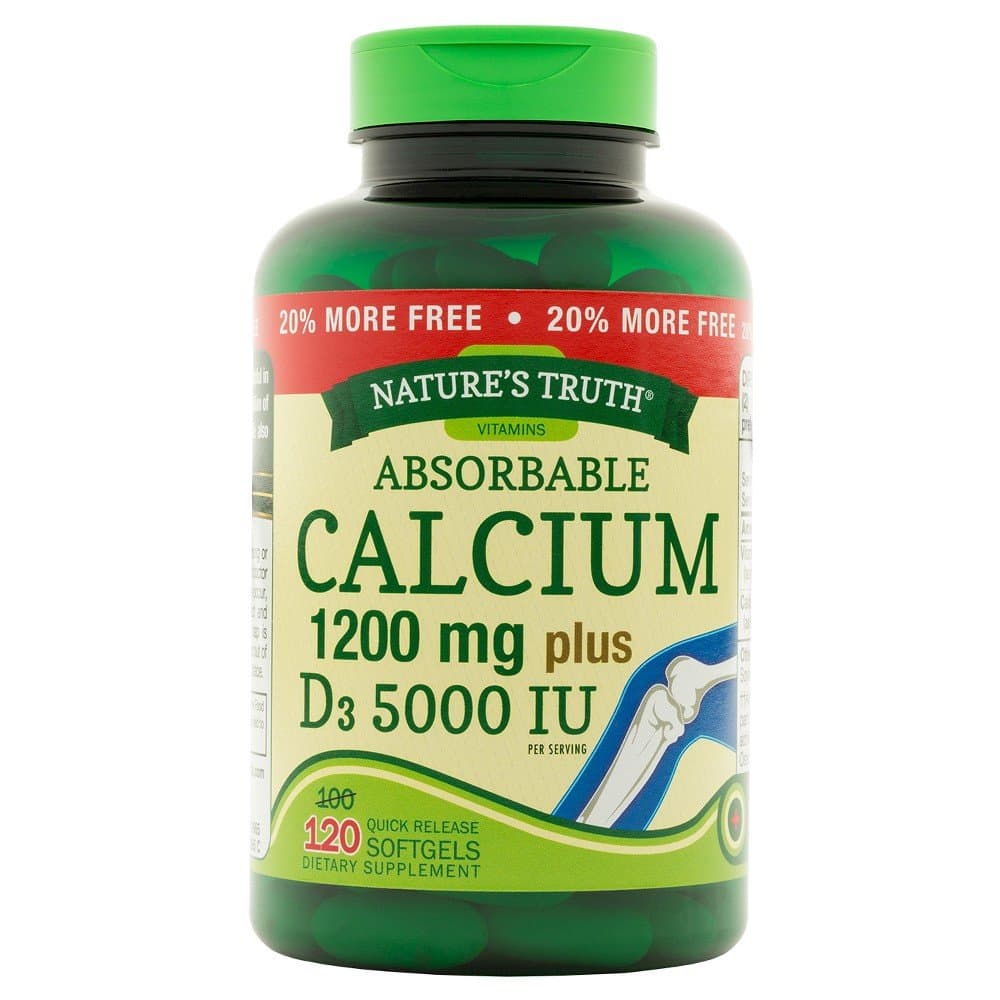 Natures Truth Absorbable Calcium 1200 mg plus D3 5000 IU per Serving Quick Release Softgels - 120 ct