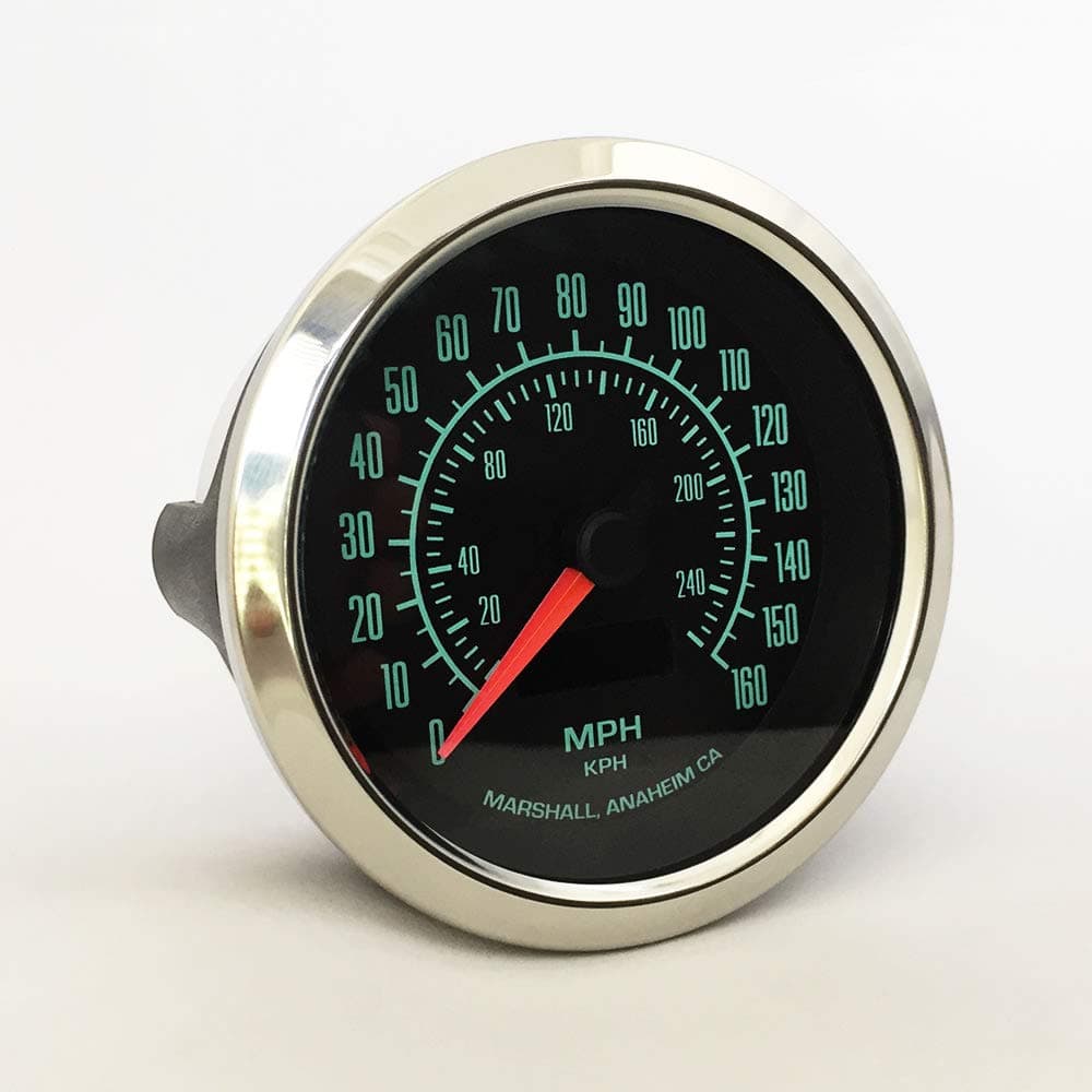 Marshall Retro 60's Muscle in-Dash Programmable Electric Speedometer, 3-3/8", Polished Stainless Steel Bezel