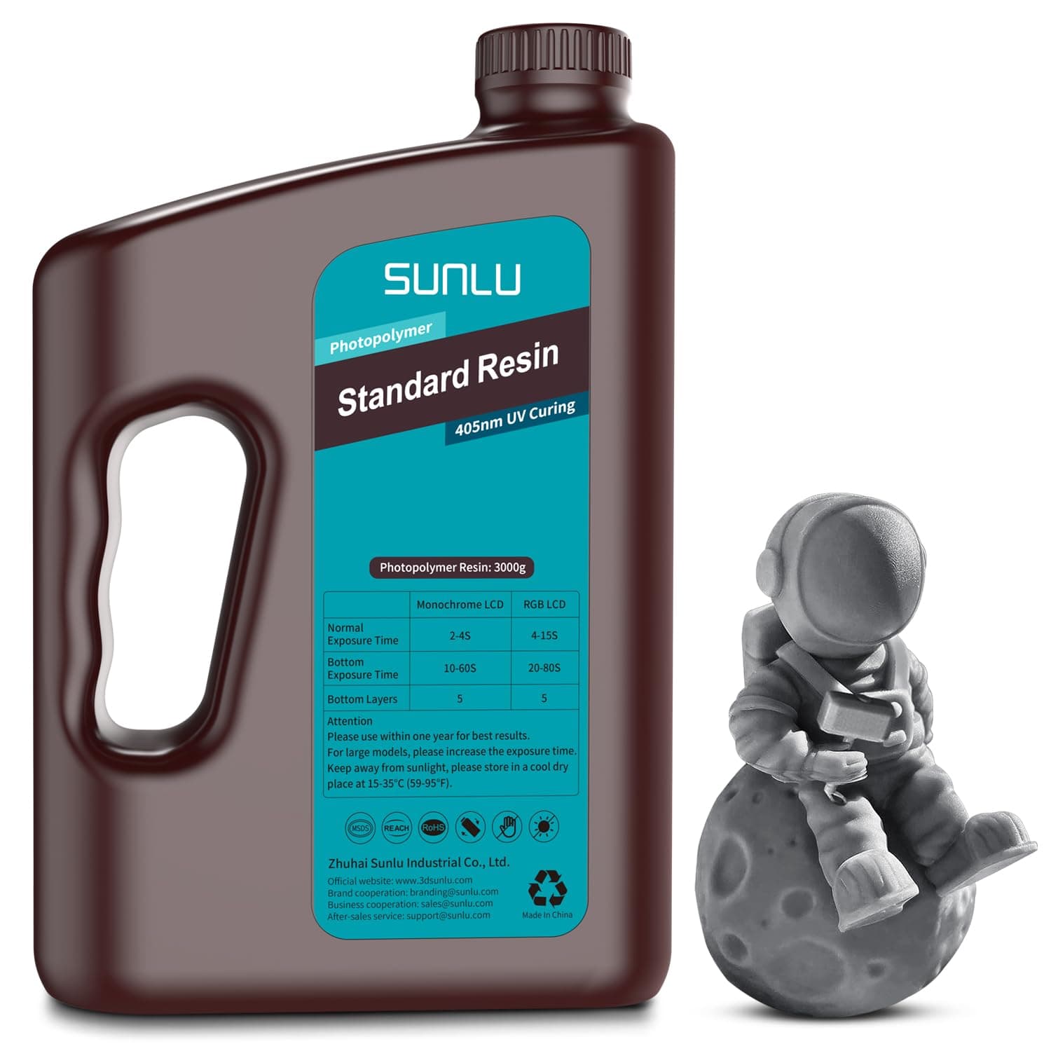 3kg 3D Printer Resin, Fast Curing Standard 3D Resin for Most Resin 3D Printer, 395-405nm, 3D Printing Liquid Photopolymer Resin, Low Shrinkage