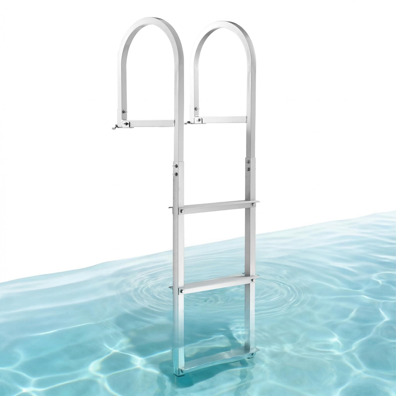 VEVOR Removable Dock Ladder 3/4/5 Steps, 350/500lbs Load Capacity, Aluminum Swim Ladders, Pontoon Boat Ladder with Nonslip Design for Lake, Marine Boarding, Pool