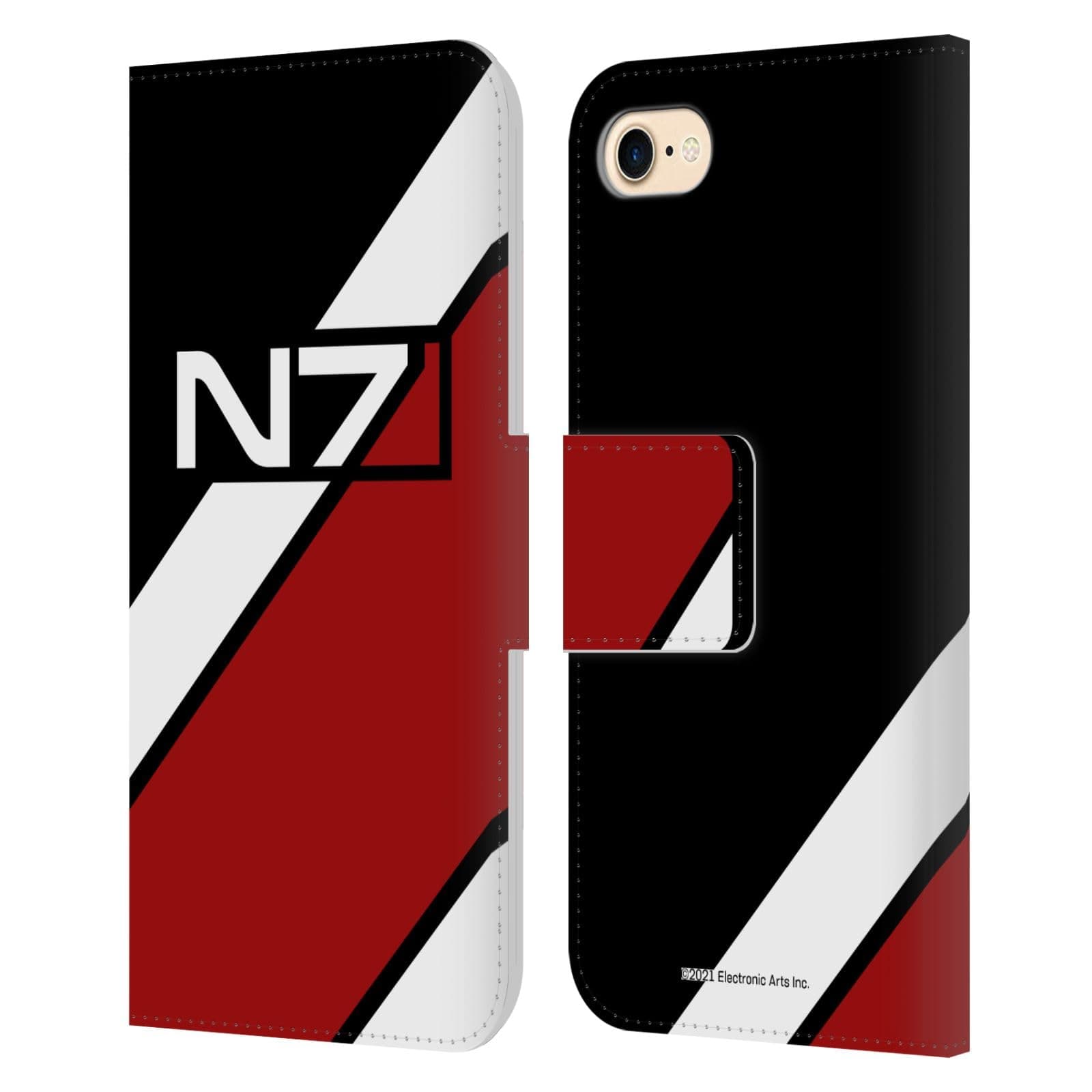 Head Case Designs Officially Licensed EA Bioware Mass Effect N7 Logo Stripes Graphics Leather Wallet Case Compatible with Apple iPhone 7/8 / SE 2020 & 2022