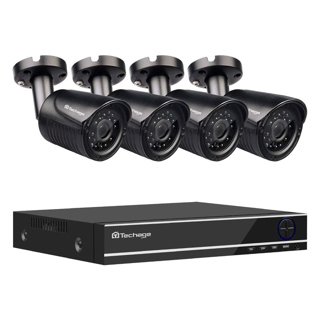 [Cabled System]Techage 4CH 720P DVR CCTV System 1200TVL 1.0MP Night Vision Weatherproof Outdoor Home Security Camera Video Surveillance Kits