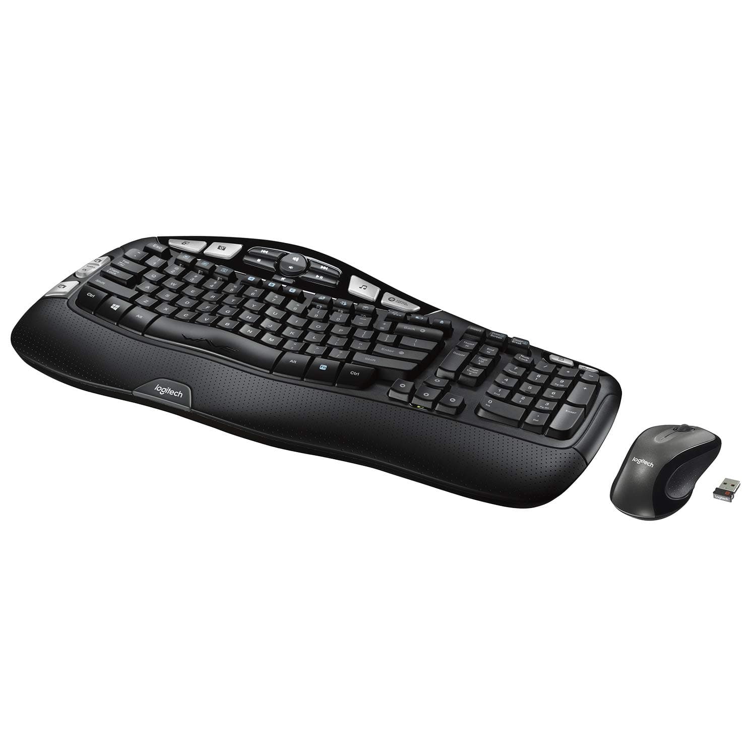 Logitech MK550 Wireless Wave Keyboard and Mouse Combo - Includes Keyboard and Mouse, Long Battery Life, Ergonomic Wave Design, Black