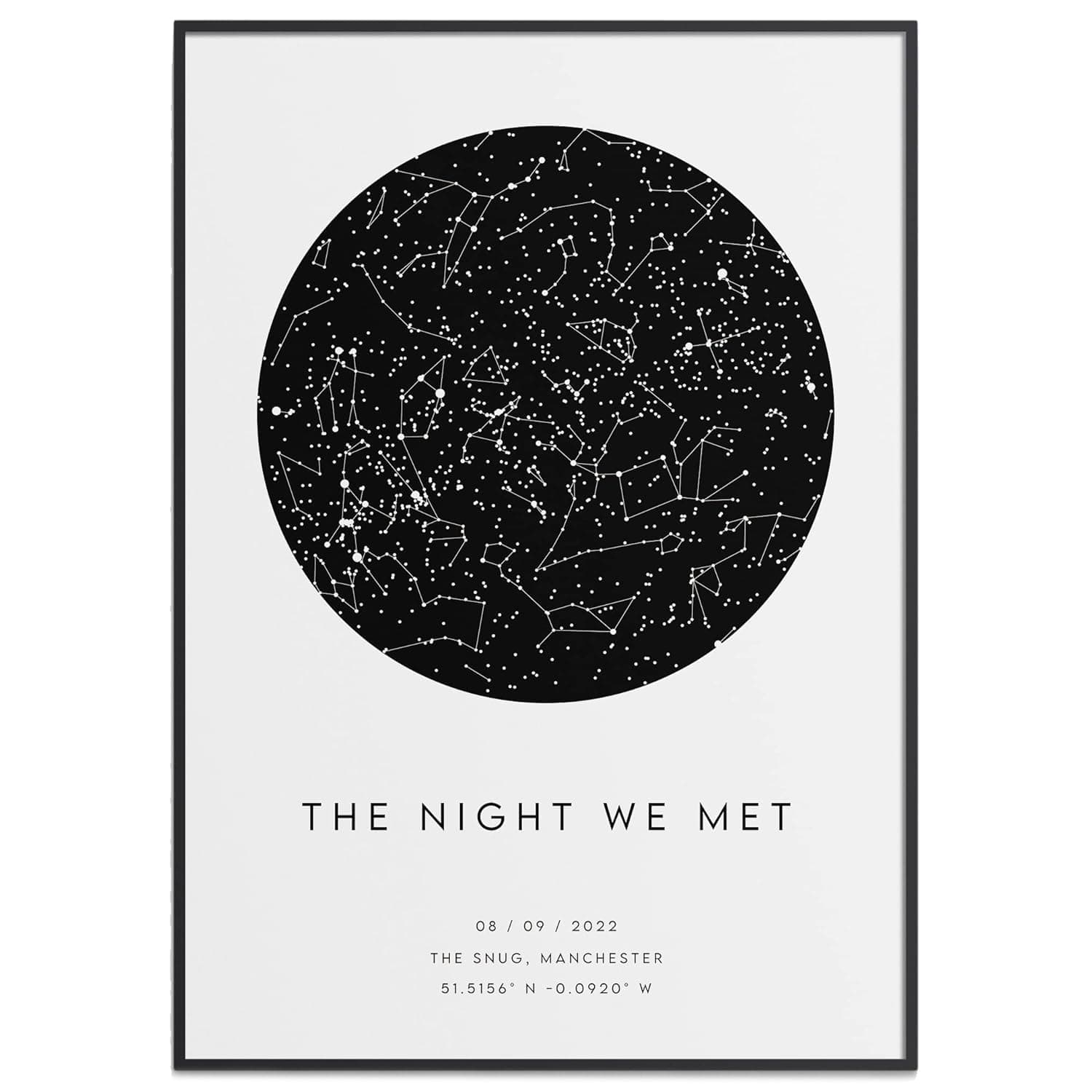 – Custom Star Map Print - Night We Met - Anniversary Gift Romantic - Night Sky Constellation Print Personalised - The Perfect Valentines Gift