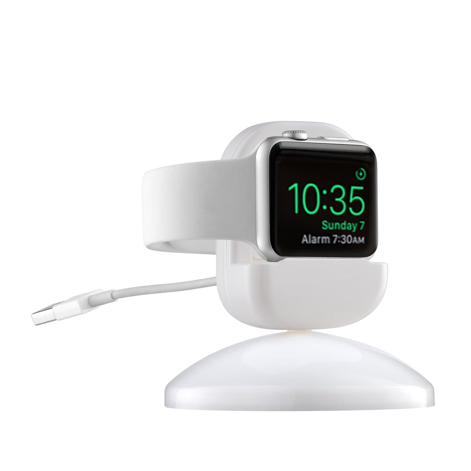 Night-Stand Watch Charging Stand Statio Dock 360 Degrees Rotation Platform for 38/42mm Apple Watch All Models(White)