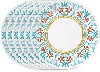 Global Collection Vitrelle 6-Piece Salad Plates Set, Triple Layer Recycled Glass, Lightweight Eco-Friendly 8-1/2-In Plates Set, Terracotta Dreams