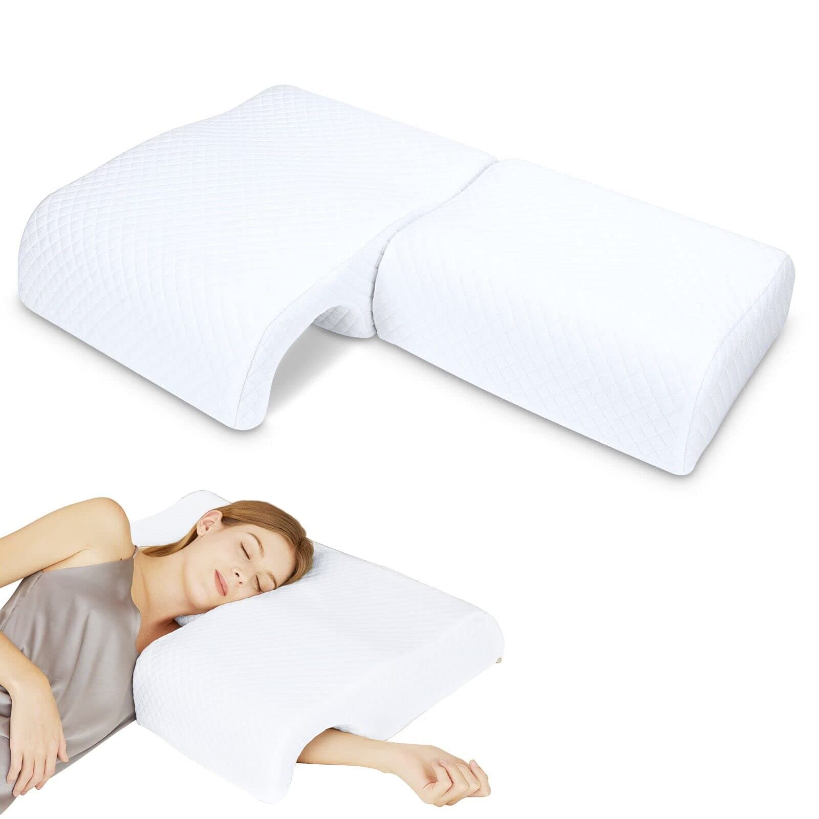 HOMCA Memory Foam Pillow for Couples - Adjustable Cuddle Pillow Anti Pressure Arm Pillow for Back Side Sleepers