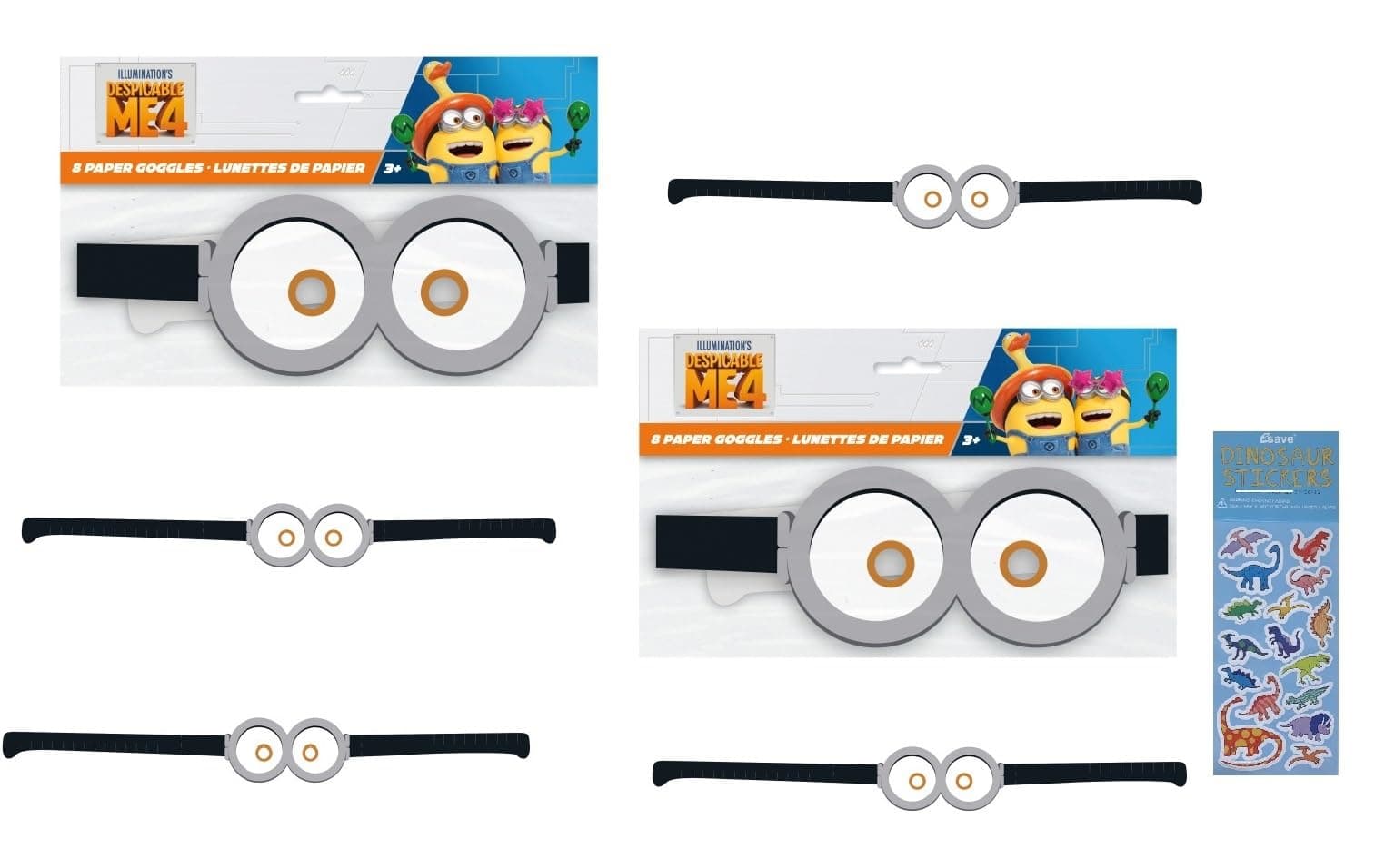 Despicable Me Party Supplies Bundle Pack includes 16 Party Paper Goggles (2 Packs)
