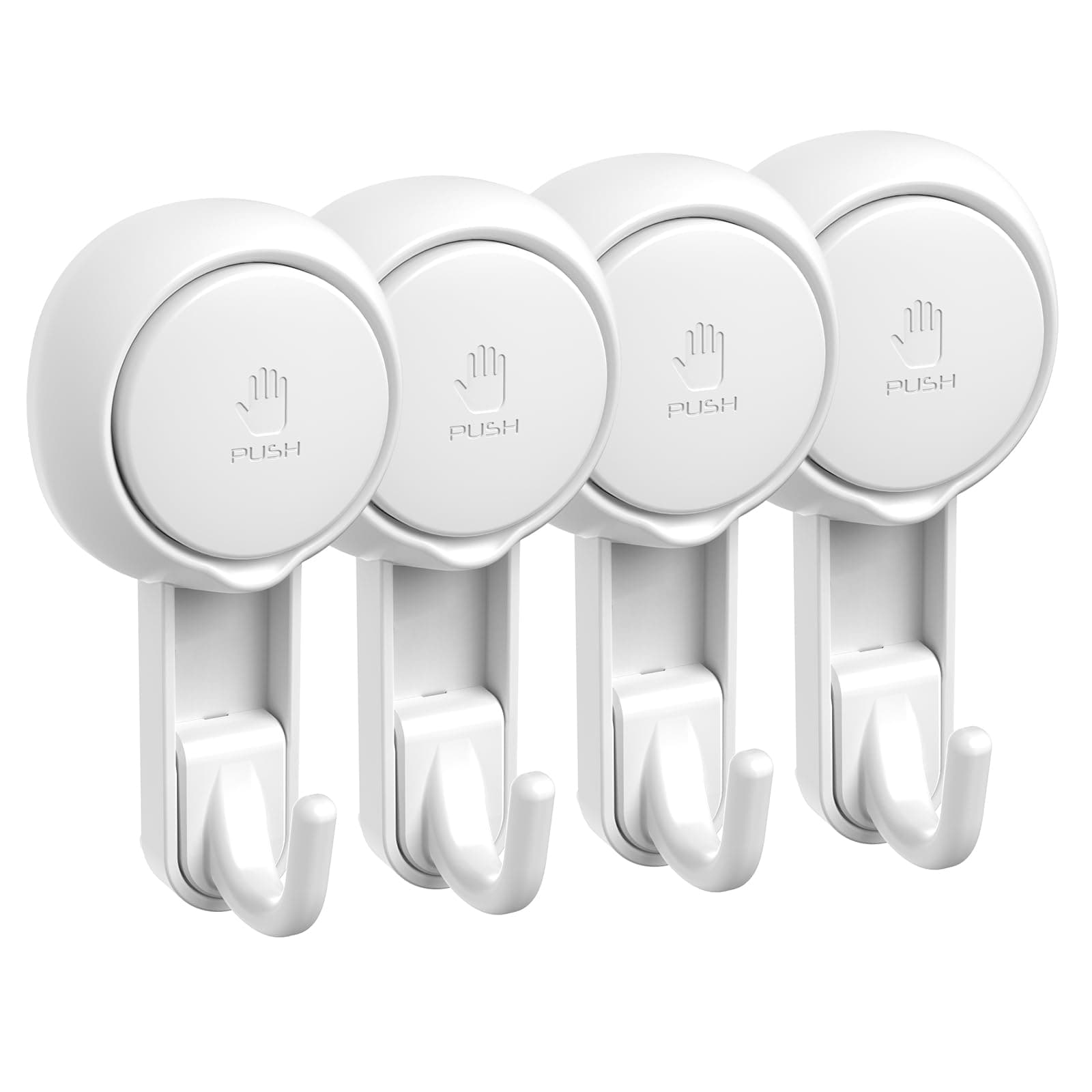 Marchpower Suction Cups Shower Hooks Reusable SuperLock Utility Hooks(4 Pack) Heavy Duty Vacuum Suction Home Kitchen Bathroom Wall Hooks Hanger for Towel Loofah Cloth Key & Ceiling Hanger