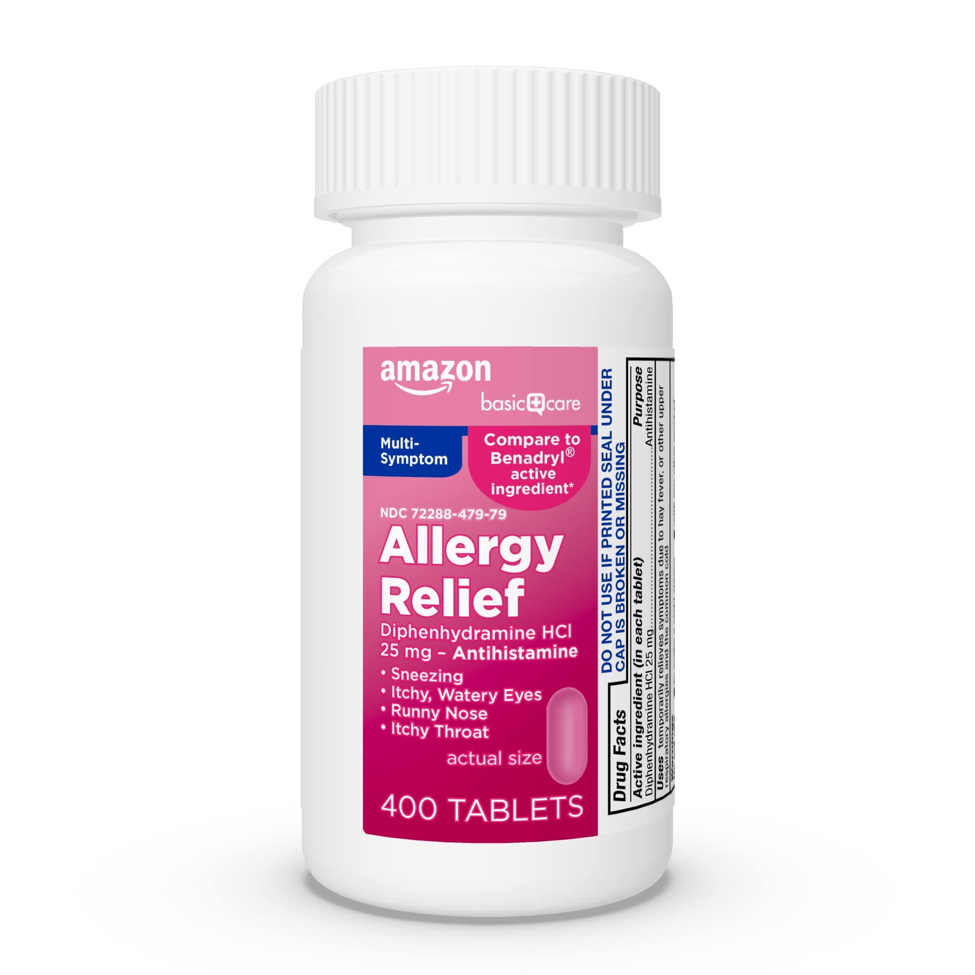 Complete Allergy Relief, Diphenhydramine HCl 25 mg, Easy to Swallow Mini-Tabs, Relieves Sneezing, Itchy Eyes, Runny Nose, Itchy Throat, 400 Count