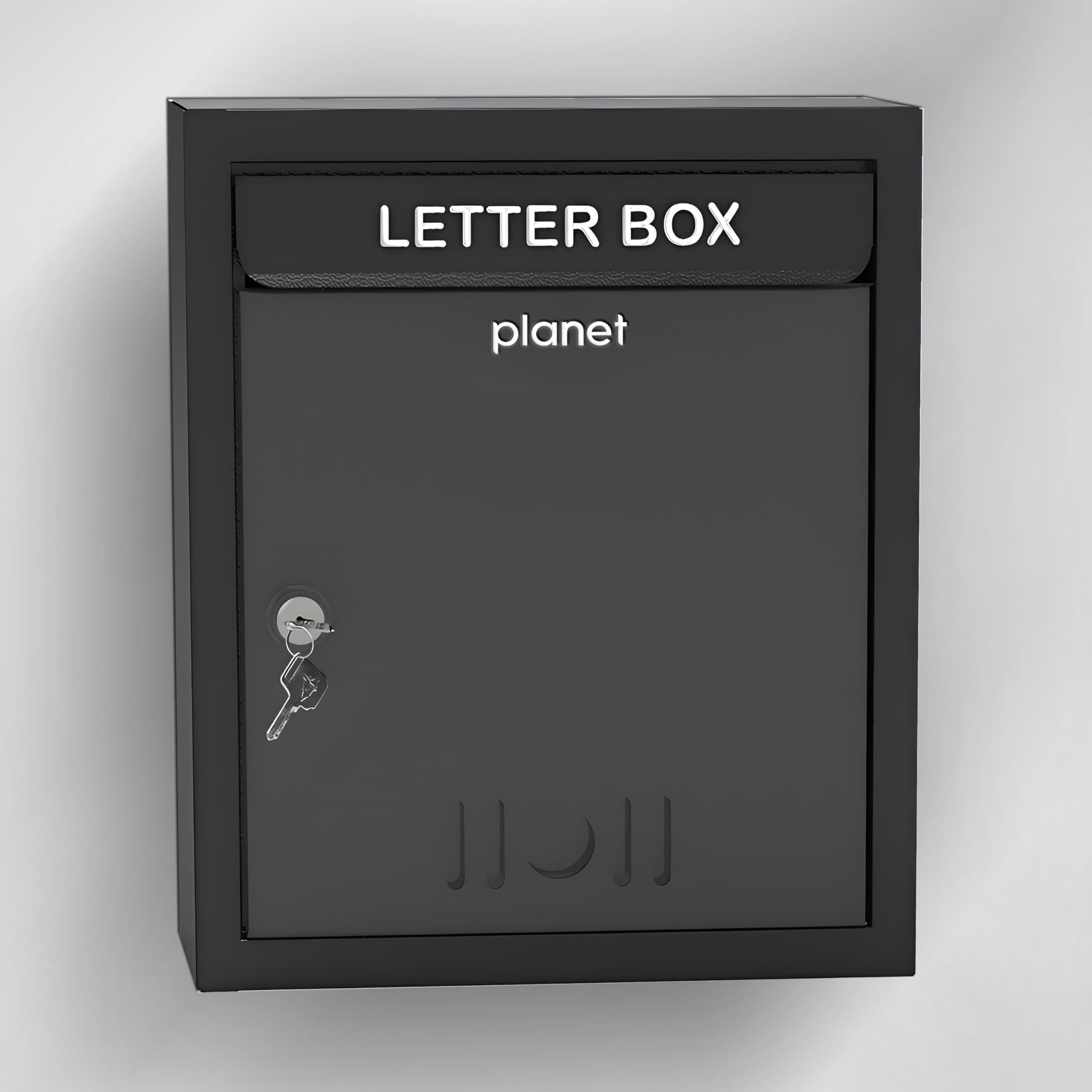 Planet High Grade Metal Wall Mount Mail Box/Letter Box for gate and Wall (Black)