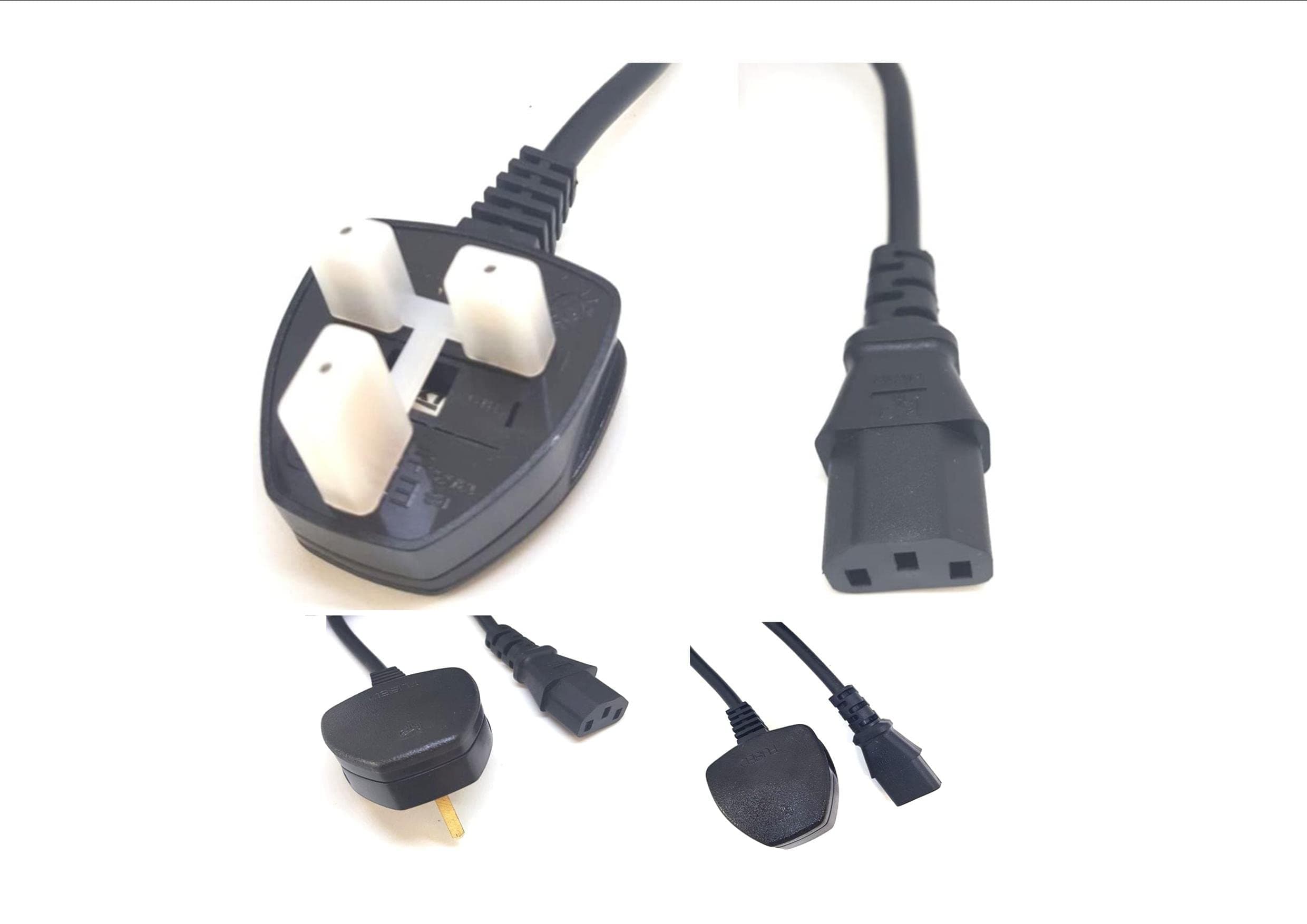 High Grade 1.8m UK Mains Power Cable - PLUG & PLAY - UK Plug to Kettle Mains Power Cable -Works with TV/Printer/PC/Projector/Kettle- 1.8M/6.5 Ft - 13AMP PLUG - BS1363 & APPROVED BY BSI