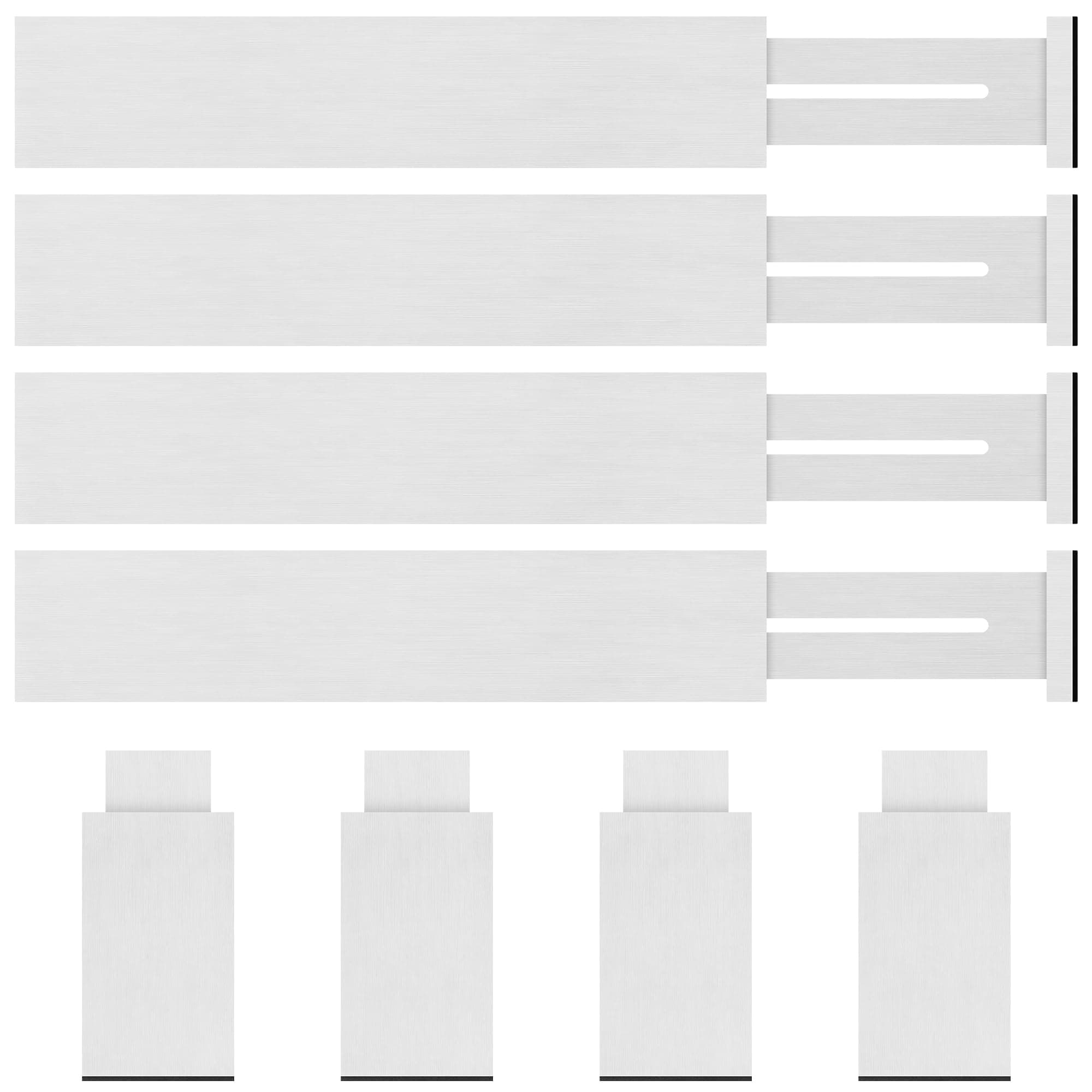 Bamboo Drawer Dividers Organizer with Inserts, Expandable from 12.5-21.7", Adjustable Drawer Organizer Separators for Utensils, Dresser, Bedroom, Bathroom, Closet, Clothing, Office (White)