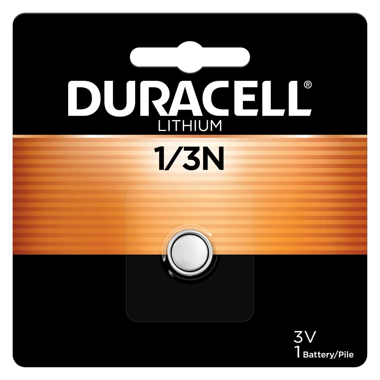 Duracell 1/3N 3V Lithium Battery, 1 Count Pack, Lithium Coin Battery for Digital Cameras, Watches, and more, CR Lithium 3 Volt Cell