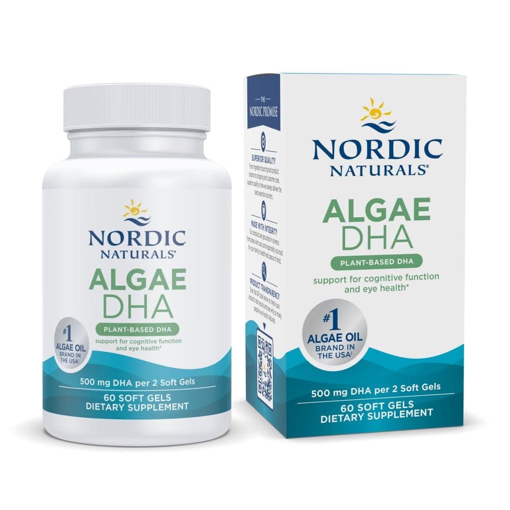 Algae DHA - 60 Soft Gels - 500 mg Omega-3 DHA - Certified Vegan Algae Oil - Plant-Based DHA - Brain, Eye & Nervous System Support - Non-GMO - 30 Servings
