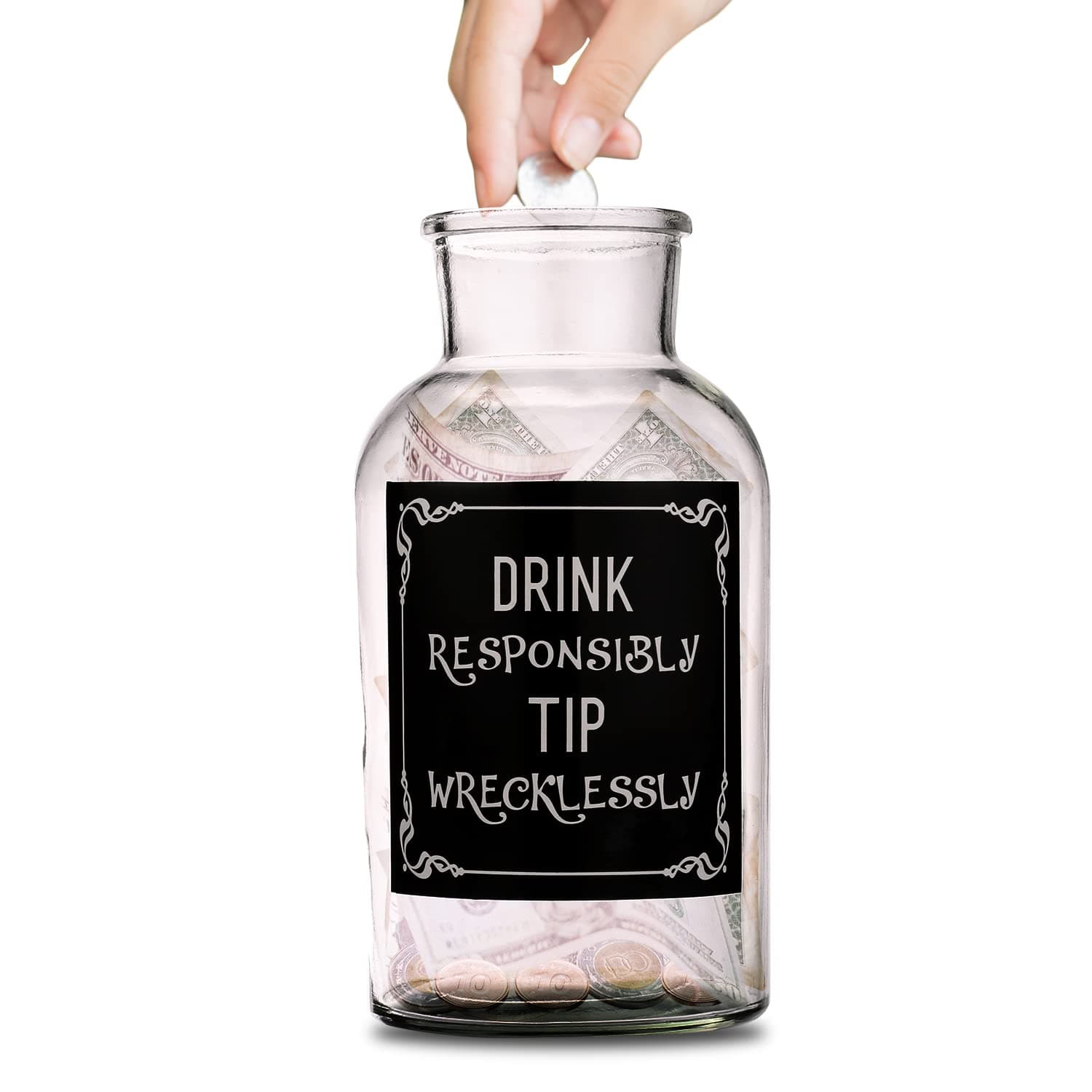 Glass Tips Jar for Money, Tip Box For Bartender, Bars, Money Container, Tip Bucket for Musicians, Tip Jar for Restaurants, Glass Tip Boxes (tip)