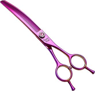 Fenice Peak Professional Dog Grooming Scissors, Pet Curve Shape, 7.0 Inch Ultra Sharp Blade 440C Steel Grooming Scissors Durable Smooth Movement and Fine Cut for Dogs and Cats (Multi Color)