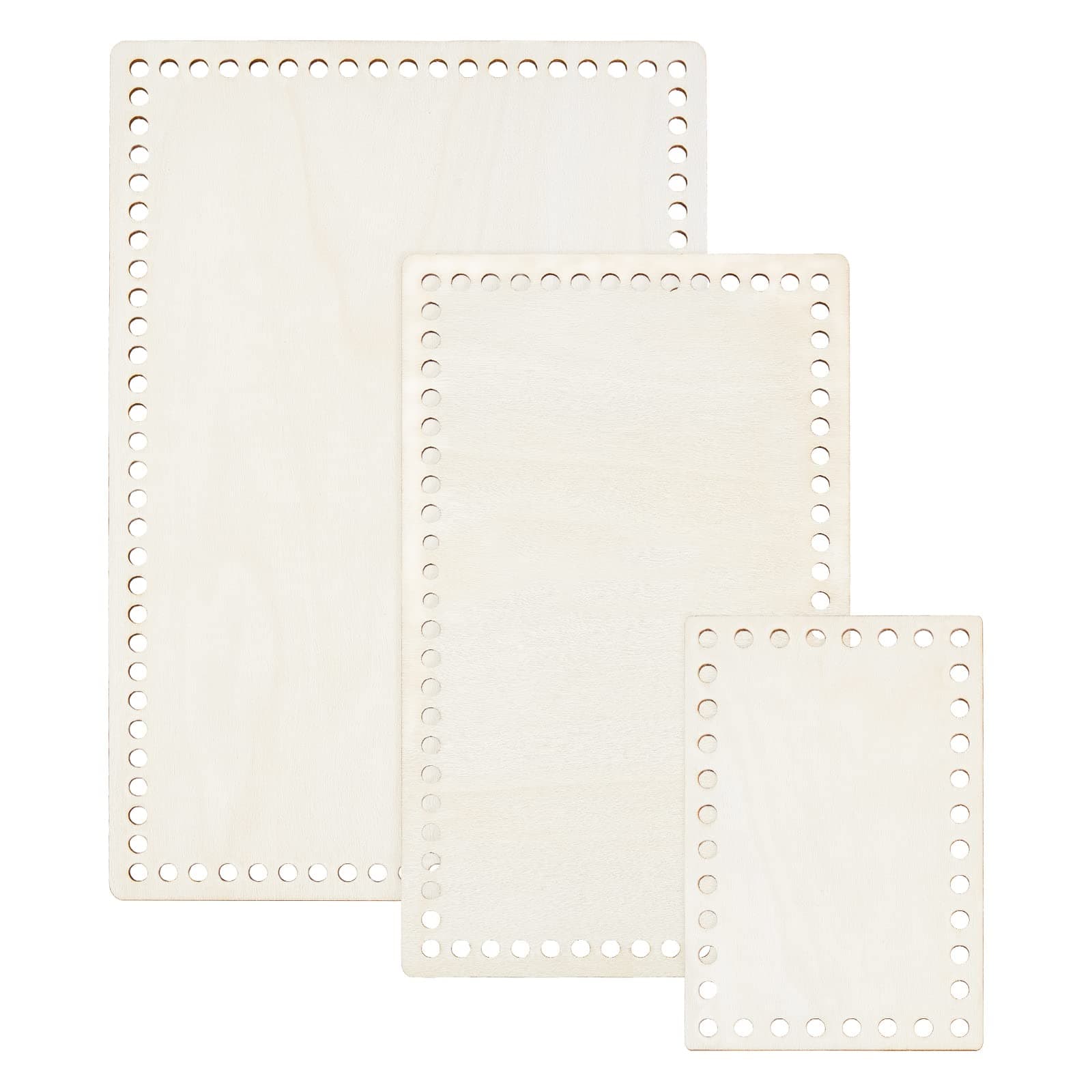 PH PandaHall Wooden Backplane, 3 Sizes White Bag Bottom Rectangle Natural Crochet Basket Base for DIY Knitting Crochet Yarn Storage Bag