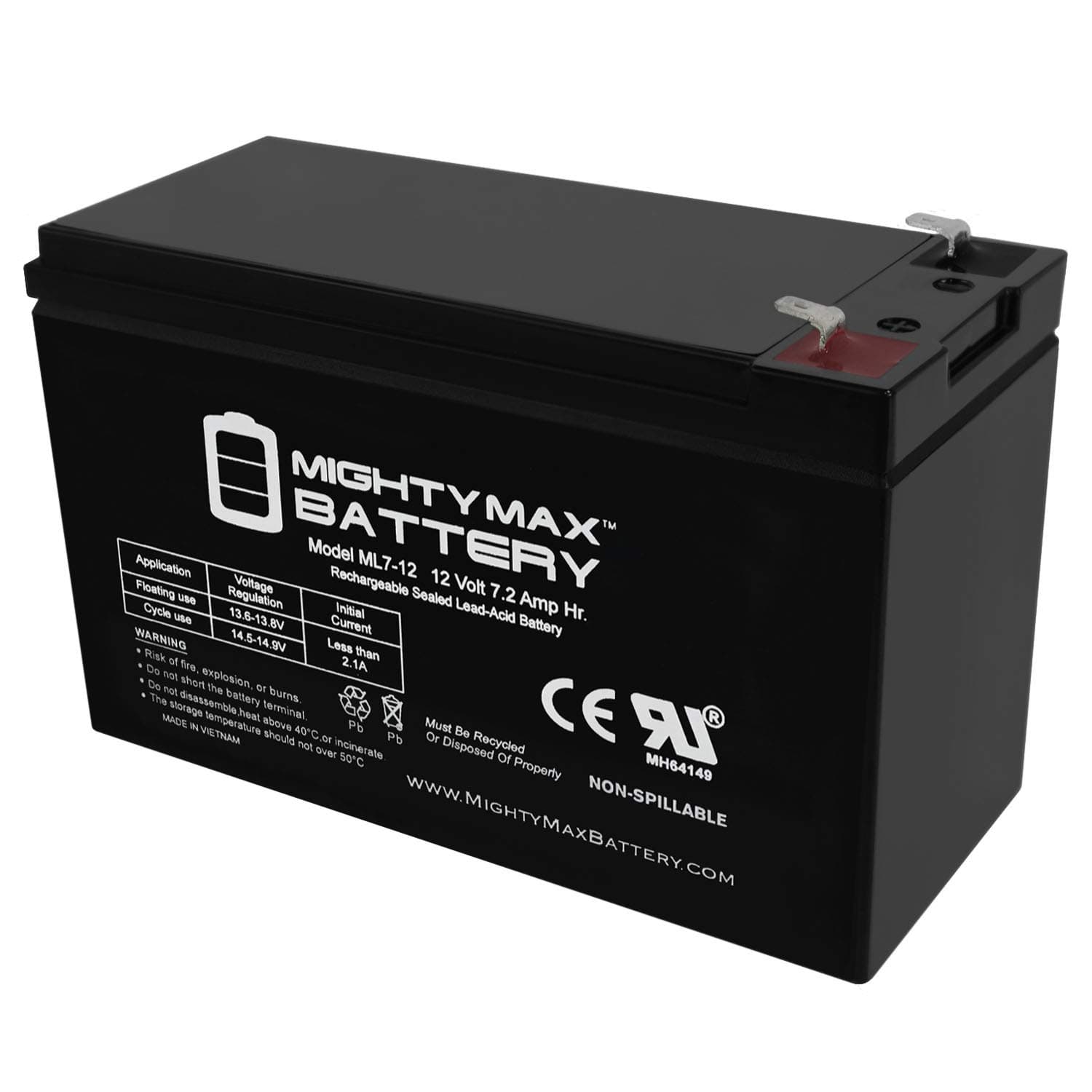 Mighty Max Battery ML7-12 - 12V 7.2AH Replacement Battery for B B Battery BP7-12 brand product