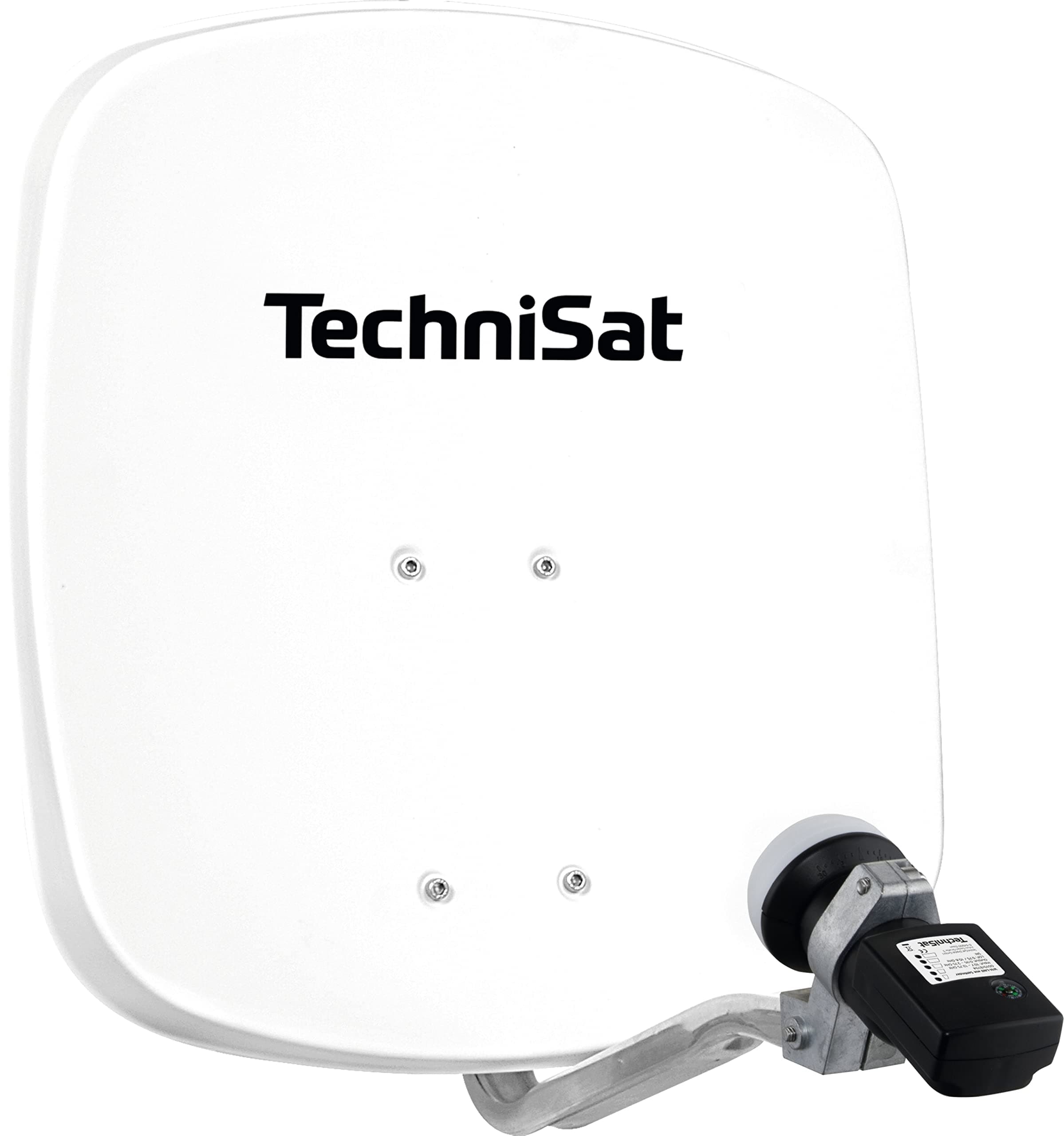 TechniSat DIGIDISH 45 Satellite Dish for 1 Participant (Small Satellite Dish 45 cm - Complete Set with Wall Bracket and Satellite Finder V/H-LNB) Polar White