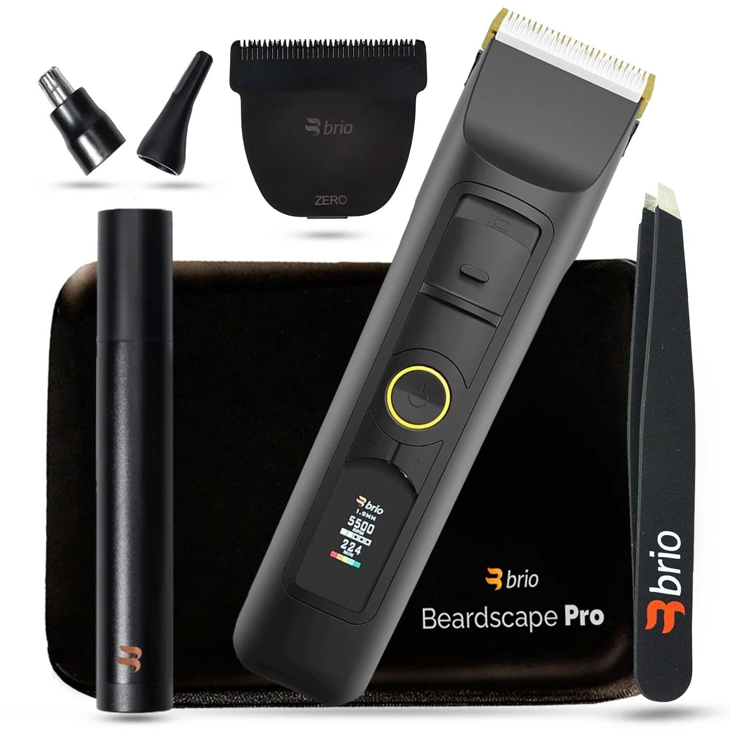 Beardscape V2 Black Bundled with Zero Blade, Nose Trimmer, Tweezer & Pro Travel Case, Featuring Adjustable Ceramic Blade & Length Guards, a Complete Kit for All Your Grooming Needs