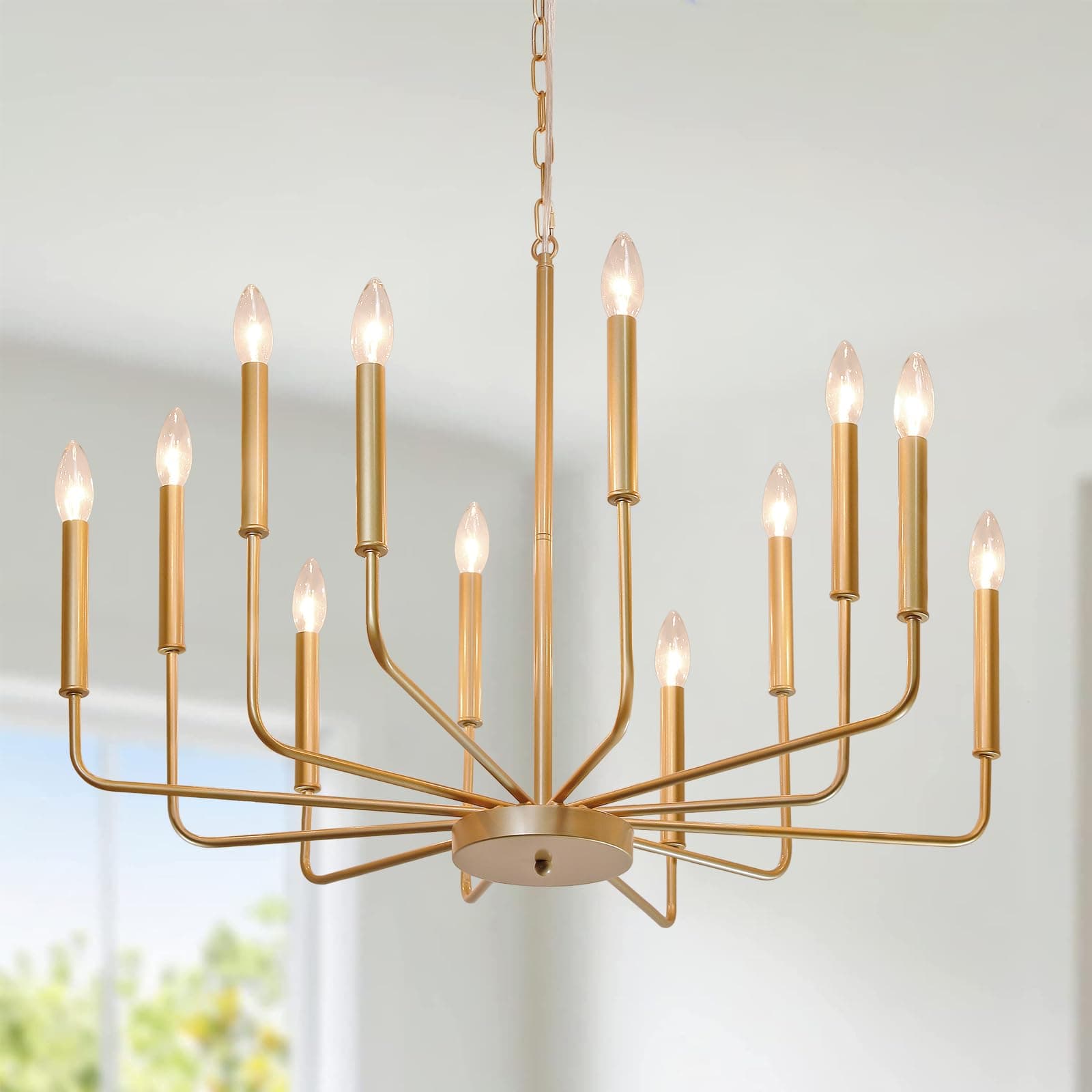 30.7“ 12 Light Gold Chandelier