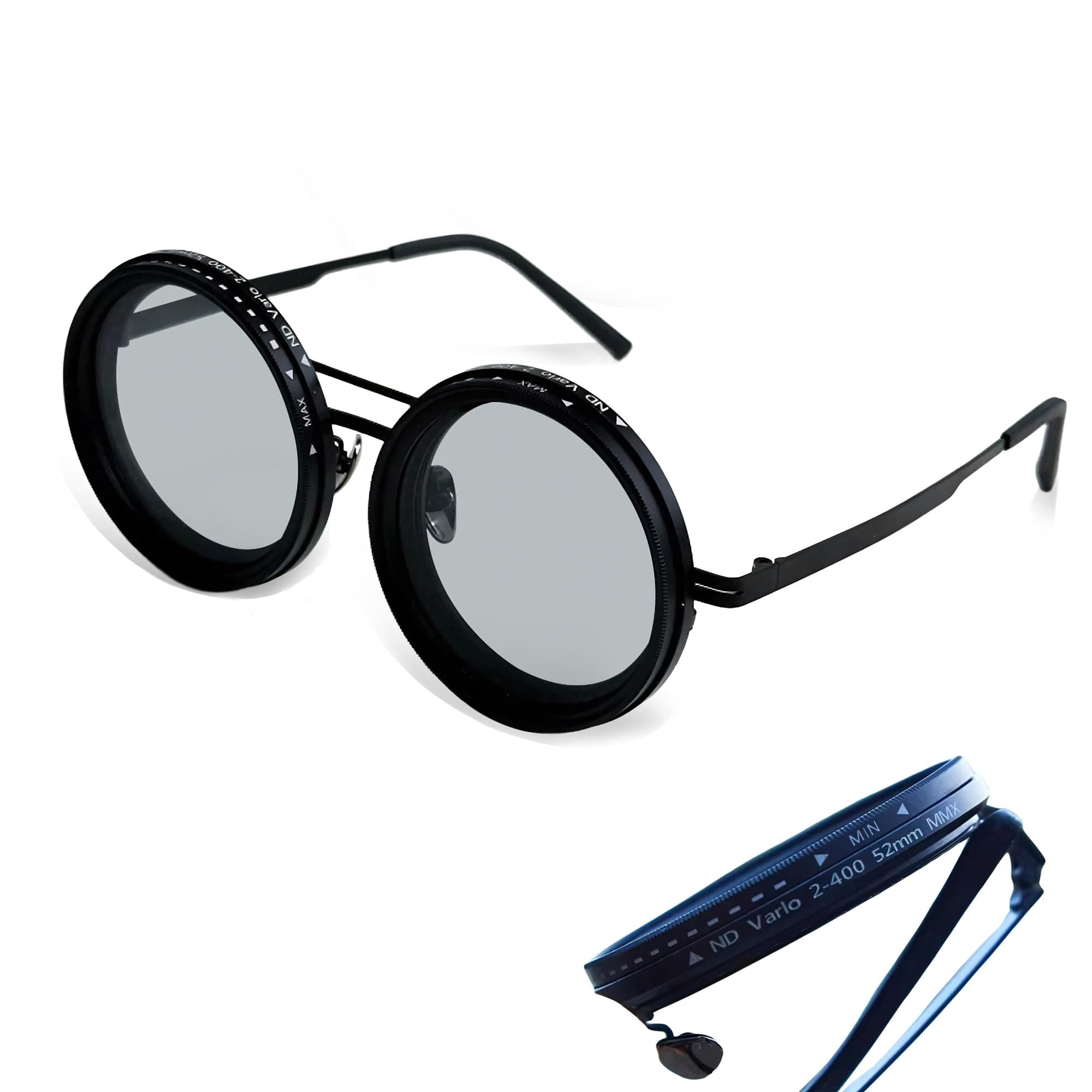 Adjustable Tint Sunglasses Polarized Round Lenses with ND Filter, 9 Gears, Ideal for Beach, Fishing, and Outdoor Activities