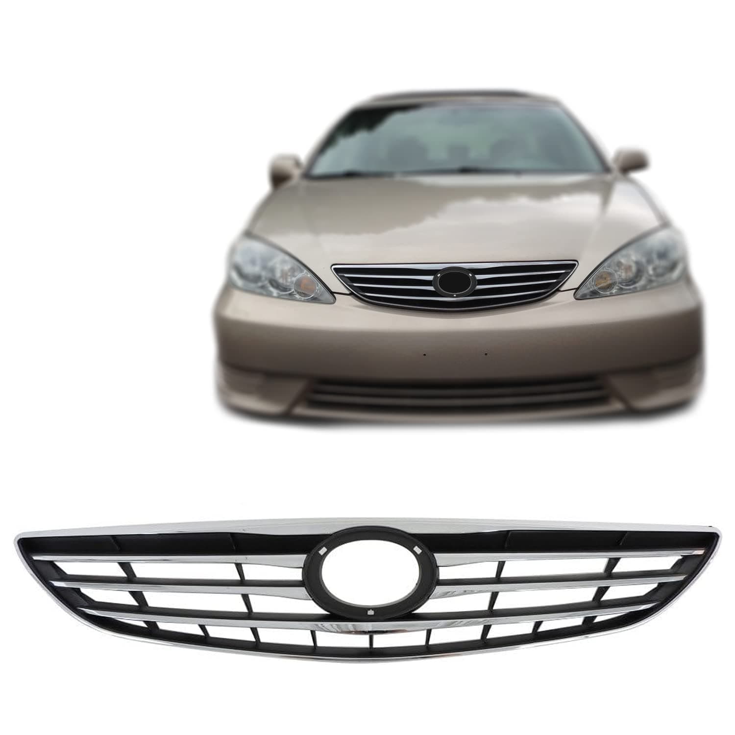 Perfit Liner Front Upper Chrome Gray Grille Grill Compatible With 2005-2006 TOYOTA Camry Fits LE XLE USA Type TO1200267 5310106050