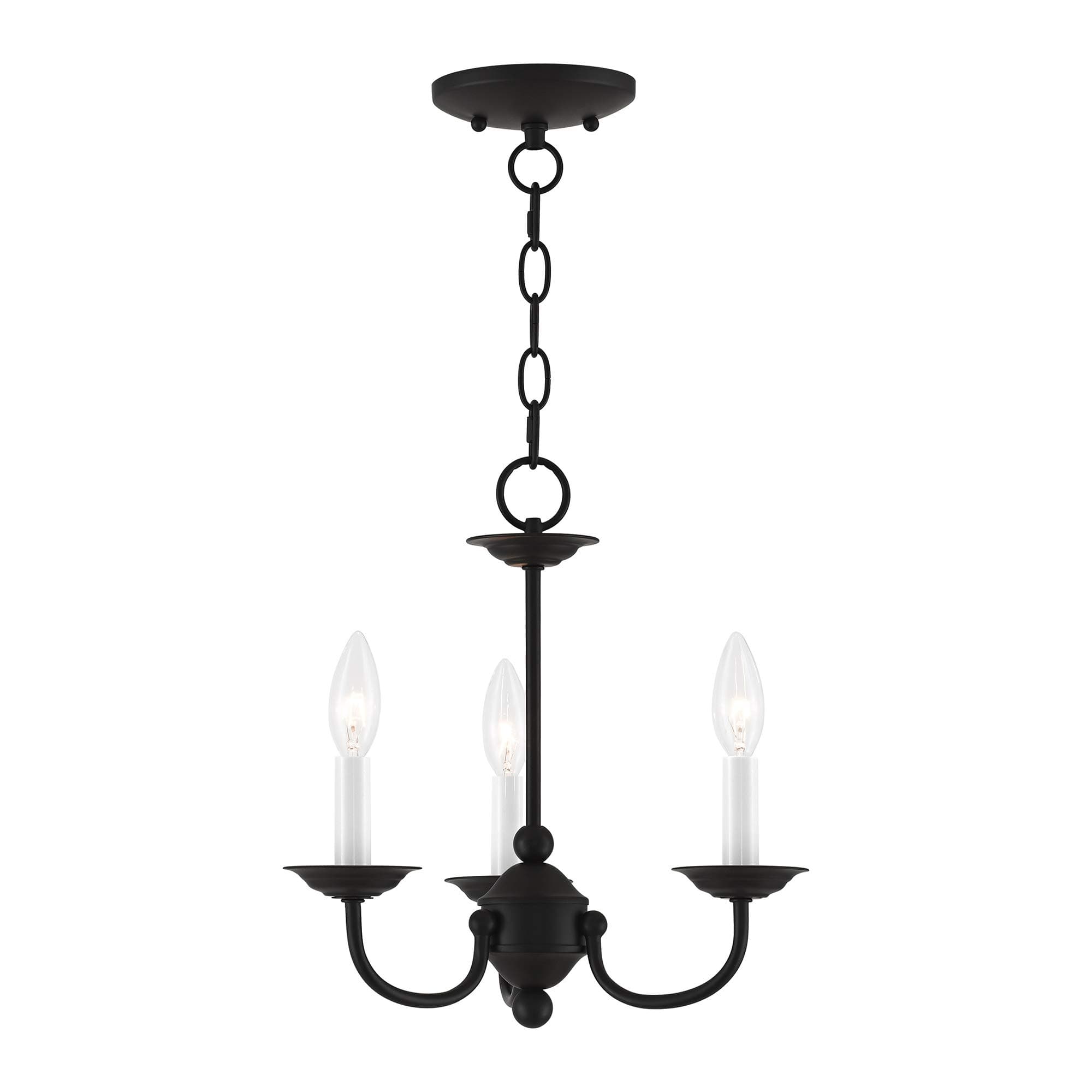 Livex Lighting 4153-04 Home Basics 3 Light Black Mini Chandelier, 14Hx14W