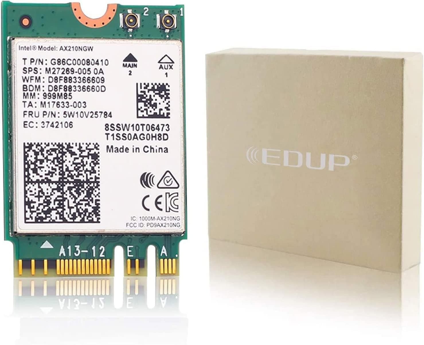 WiFi 6E Wireless Card Intel AX210 NGW Bluetooth 5.3 Tri-Band 5400Mbps Network Adapter for Laptop Support Windows 10/11 (64bit) M.2/NGFF