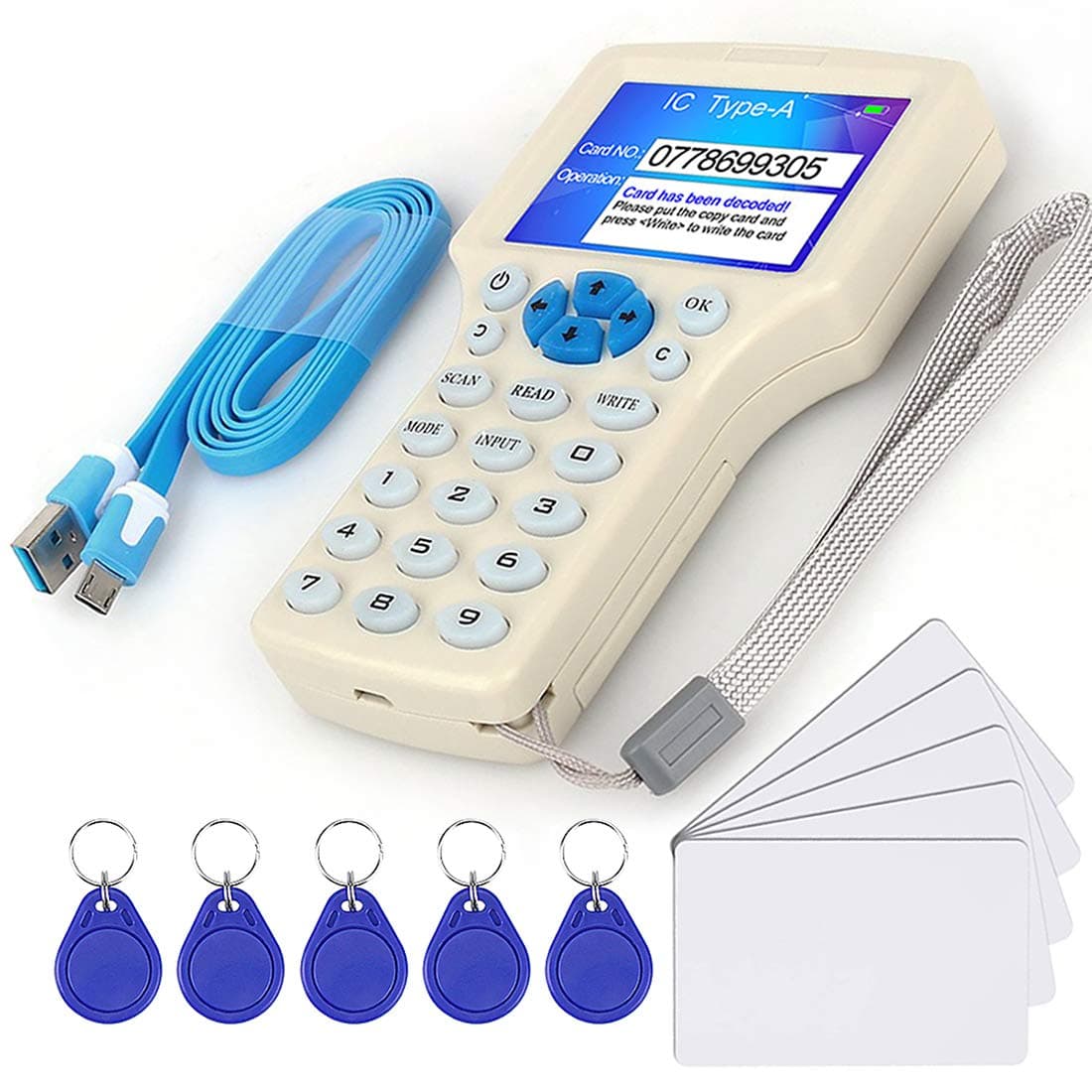 HERNAS RFID Reader Writer Duplicator, NFC Reader, 125KHz 13.56MHz 10 Frequencies RFID Smart Card Cloner, Encrypted Card Decoder, with Writable Keys Cards Free Software and USB