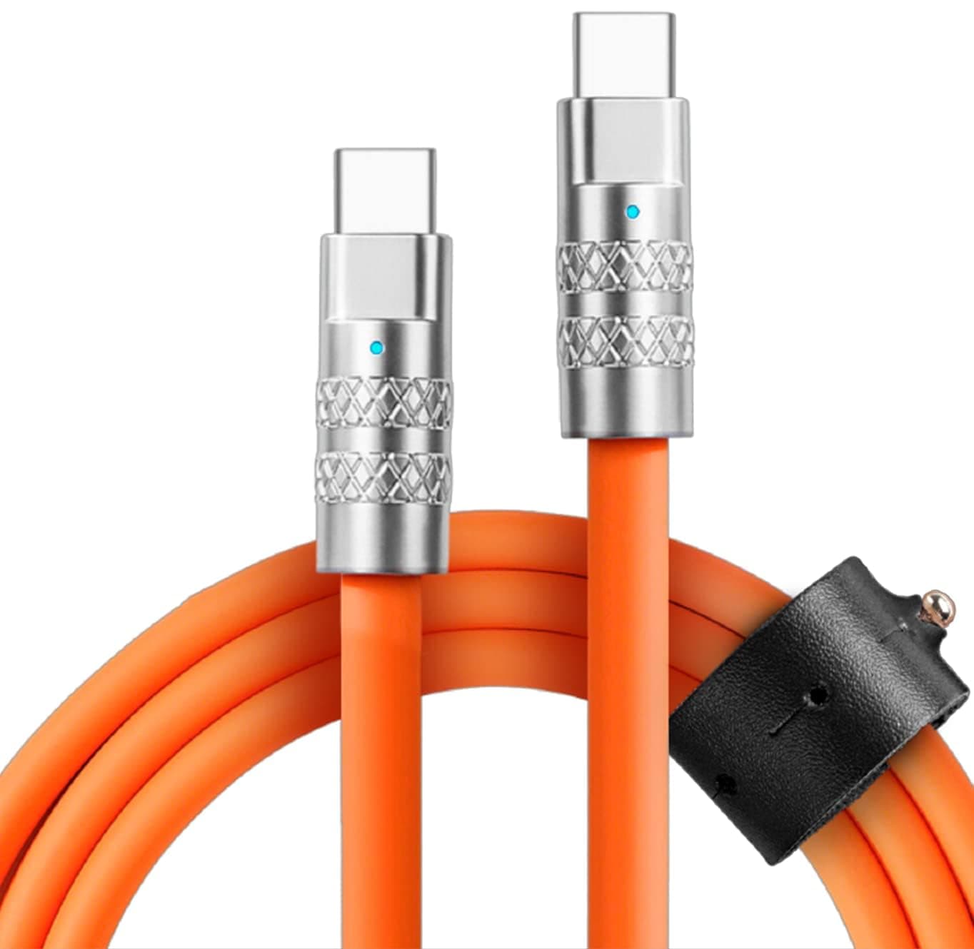 Statik TSumoCharge USB C to USB C Cable 6ft, 2M 100W Fast Charging Cable, Liquid Silicone USB C Cable, Support Data Transfer Type C to Type C Cable(Orange)