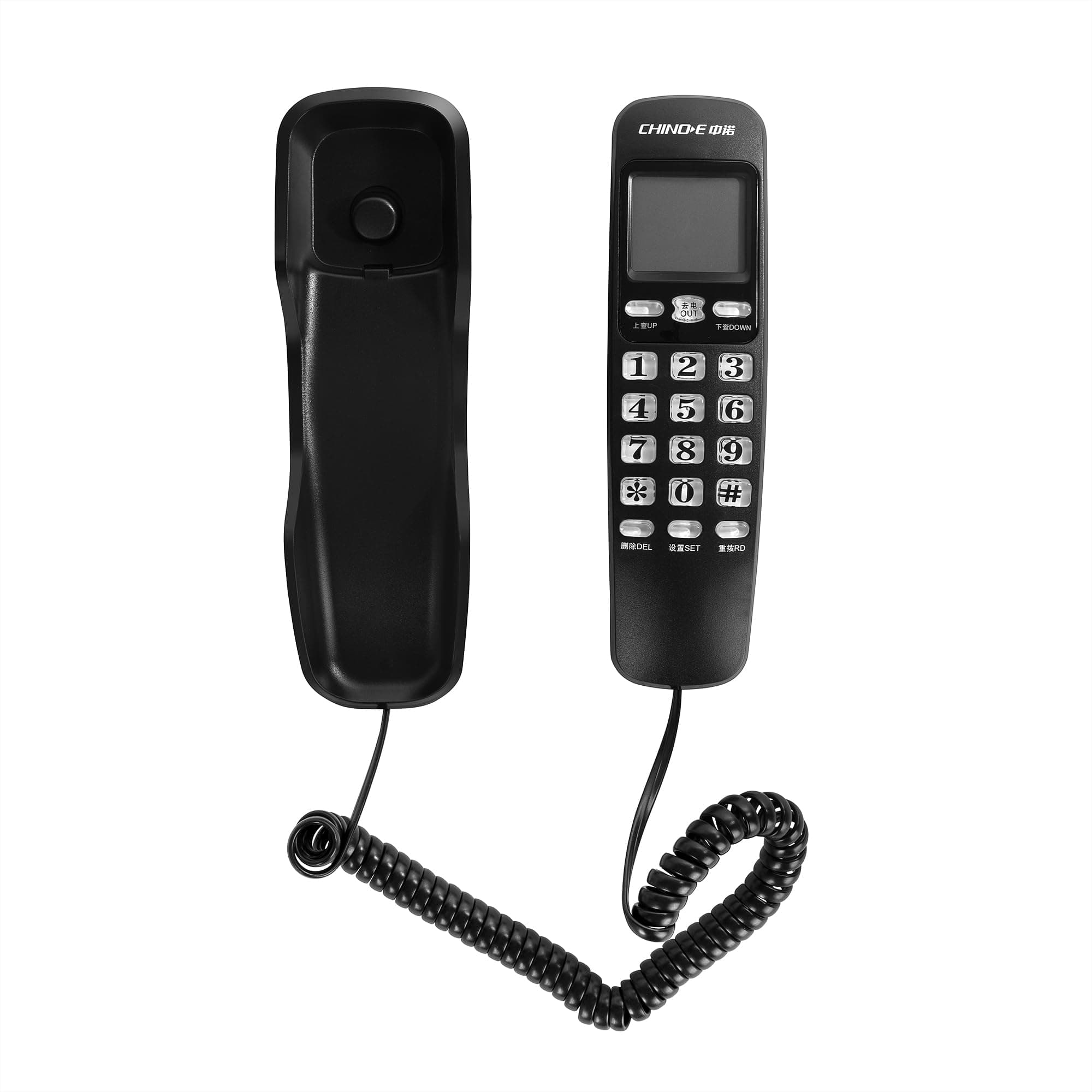 Wall-Mountable Basic Corded Telephone Black ， No AC Power Required