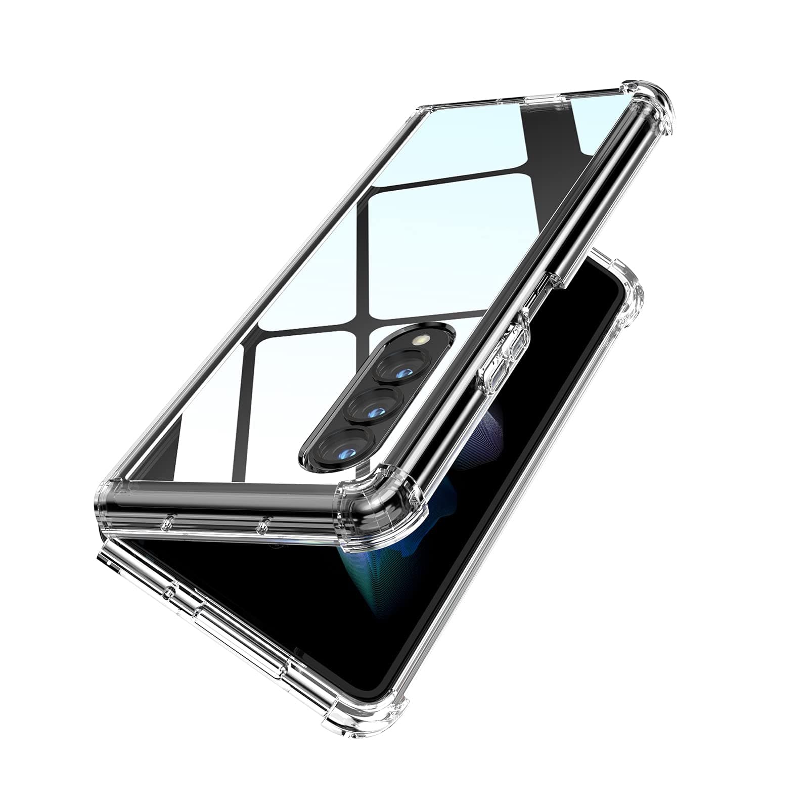 MAKAVO for Samsung Galaxy Z Fold 3 5G Case [Enhanced Corner Protection] Non-Yellowing Crystal Soft TPU Bumper Shockproof Hard Clear Back Cover 2021