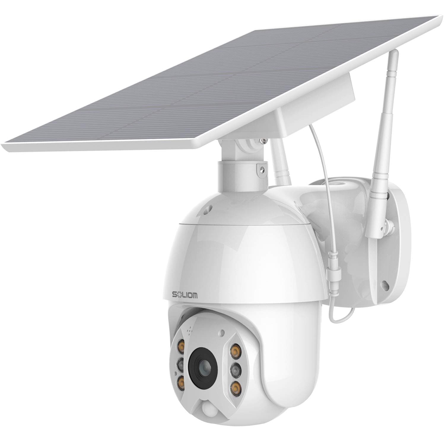 SOLIOM S600 Outdoor WiFi Security Camera - 360° Pan Tilt, Solar Powered with Battery, Motion Detection, Color Night Vision, 2-Way Talk, Remote Access
