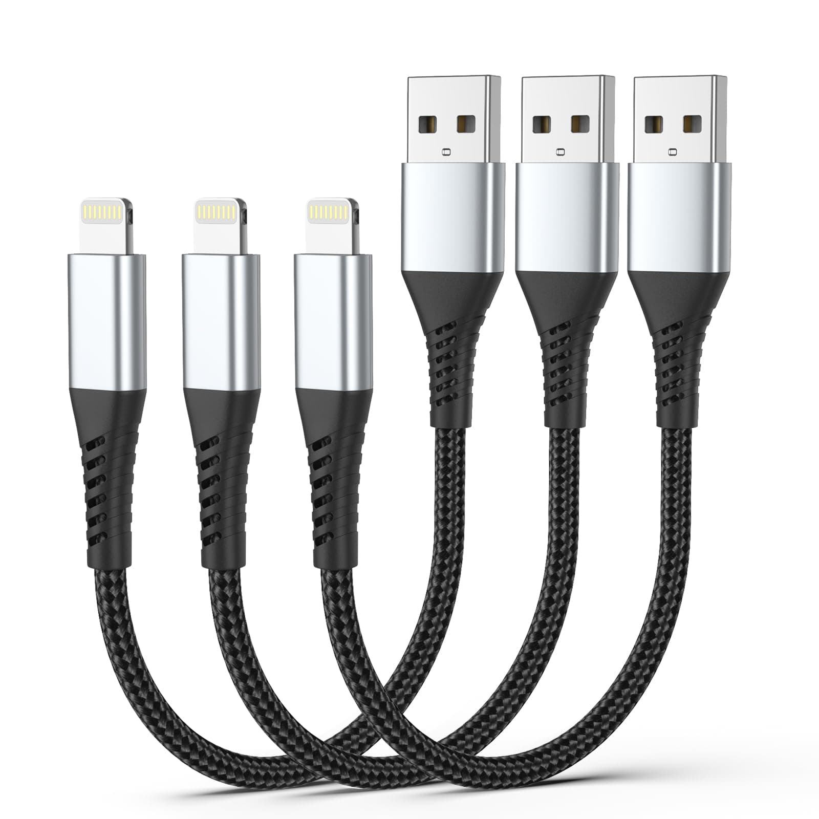 - 6 inch Short iPhone Charging Cable, 3Pack 0.5ft USB to Lightning Cable Braided iPhone Charger Short Cord Fast Charging for Apple iPhone 14 13 12 11 Pro Max Mini 10 8 7 Plus XR XS MAX SE, AirPods