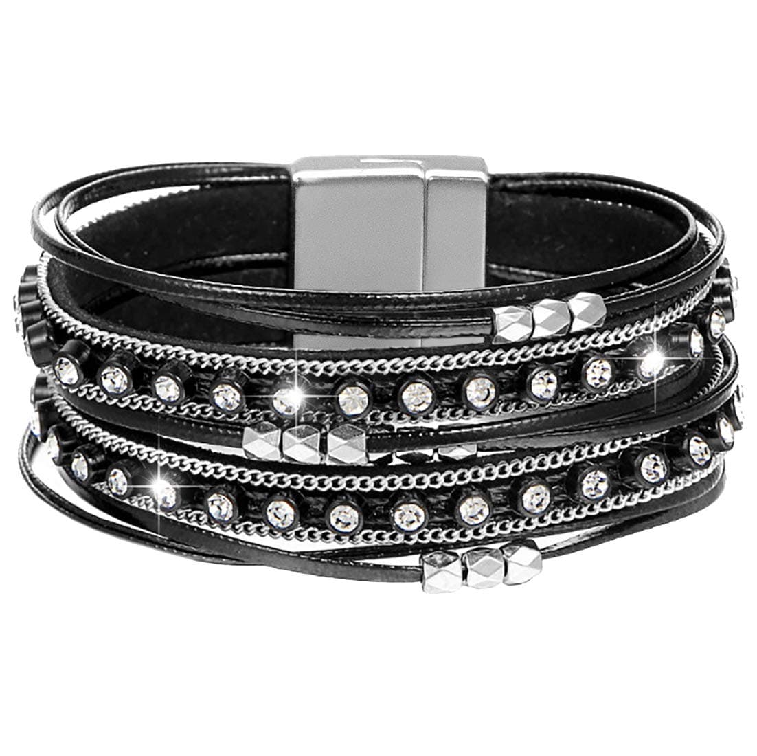 GleamartMulti-Layer Leather Bracelet Beads Wrap Cuff Bangle for Women