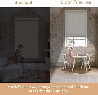 Persilux Blackout Roller Shades for Windows,Cordless,Linen Fabric,Roller Blinds for Windows,Thermal Insulated Fabric UV Protection,Window Shades for Home,Office,Bedroom,door,Blackout-cream,Custom Now