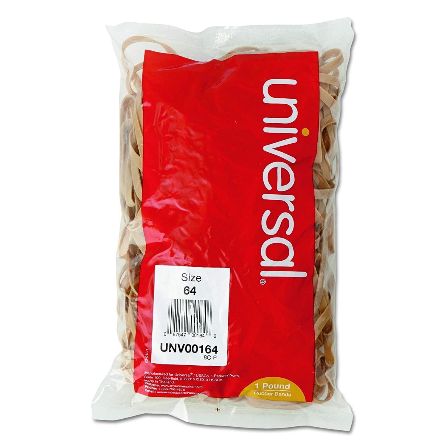 Universal Rubber Bands, Size 64, 3-1.2" x 1/4, 320 Bands/1lb Pack (164) - 20 PACK