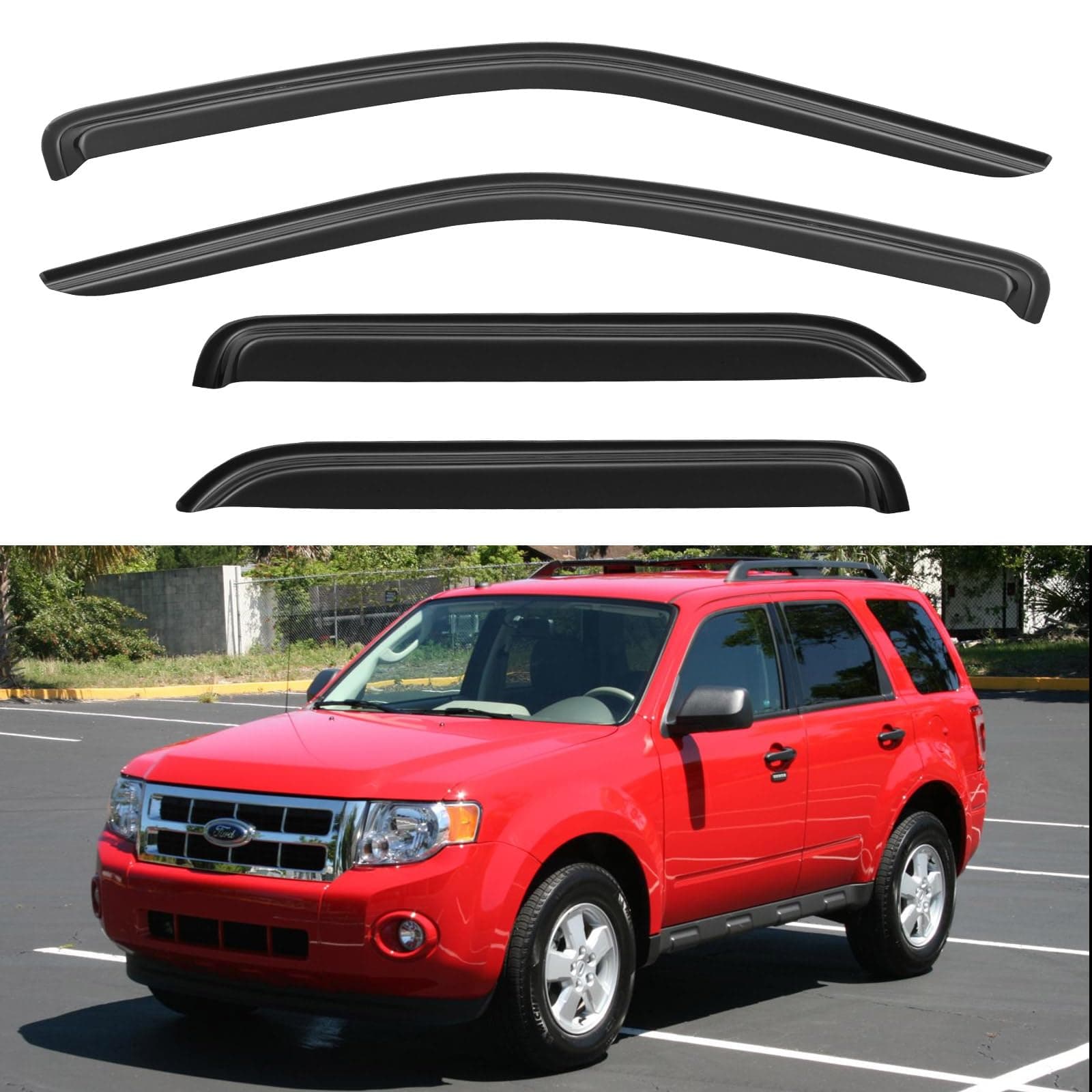 Window Visors Rain Guards Shield for 2001-2012 Ford Escape, Out-Channel Window Vent Wind Deflectors Visors Shades for 2005-2012 Ford Escape Hybrid, 2008-2012 Mazda Tribute, 2005-2011 Mercury Mainer