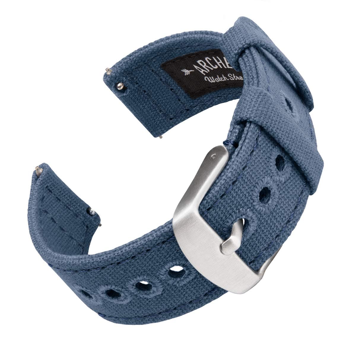 Archer Watch Straps - Canvas Quick Release Watch Bands (Classic Denim Blue, 22mm)