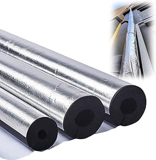 Outdoor Foam pipe insulation tubing, for On air conditioning lines on Heat Pump, Insulated tubes prevent heat loss, ID 22mm (7/8")-165mm (6-1/2") aluminum foil Foam Tubing(22mm(ID) x20mm)