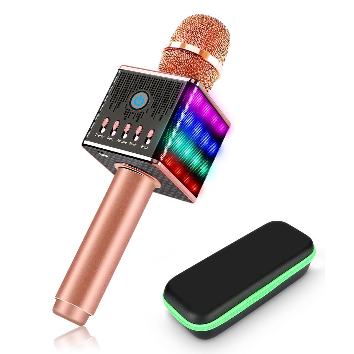 Portable Wireless Karaoke Microphone with Disco LED Lights,H8 Mini Handheld Karaoke Mic Built in Bluetooth Speakers for Party Singing,Kids,Home KTV by AUTELL