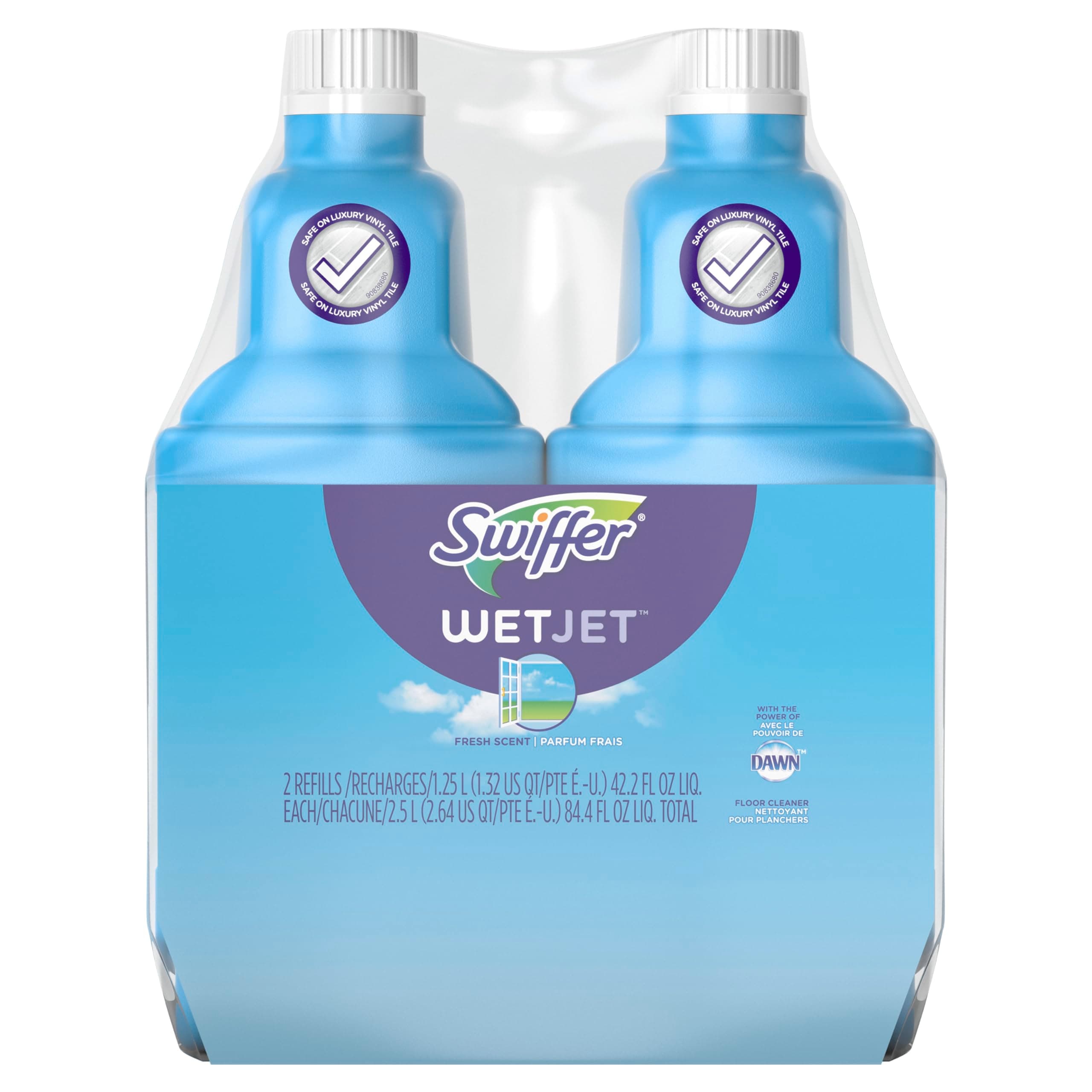 Wetjet Spray Mop Floor Cleaner Open Window Fresh Scent Multi-Purpose Solution, 42.2 OZ, 2 Bottles by Swiffer