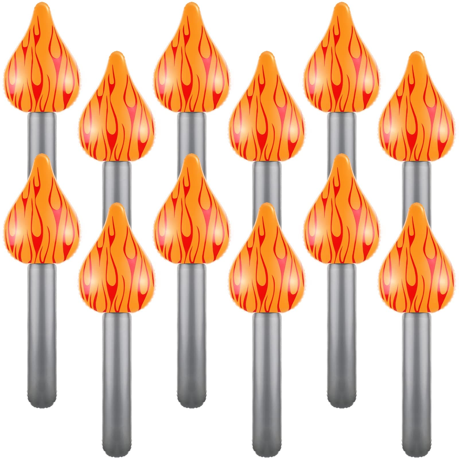 12 Pcs Inflatable Torch Fun Torch Inflates for Olympic Games Fake Olympic Torch Plastic Olympic Decorations for Medieval Luau Themed Party Sports Competitions Stage Performance Props, 16 Inches