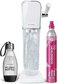 SodaStream - ART Sparkling Water Maker | STARTER KIT | CQC CO2 system | Includes 1x CO2 Cylinder, 1x32 & 1x16 Fl Oz Dishwasher Safe Bottles, 1x Bubly Flavor Drop | Combine with Pepsi Flavors | White