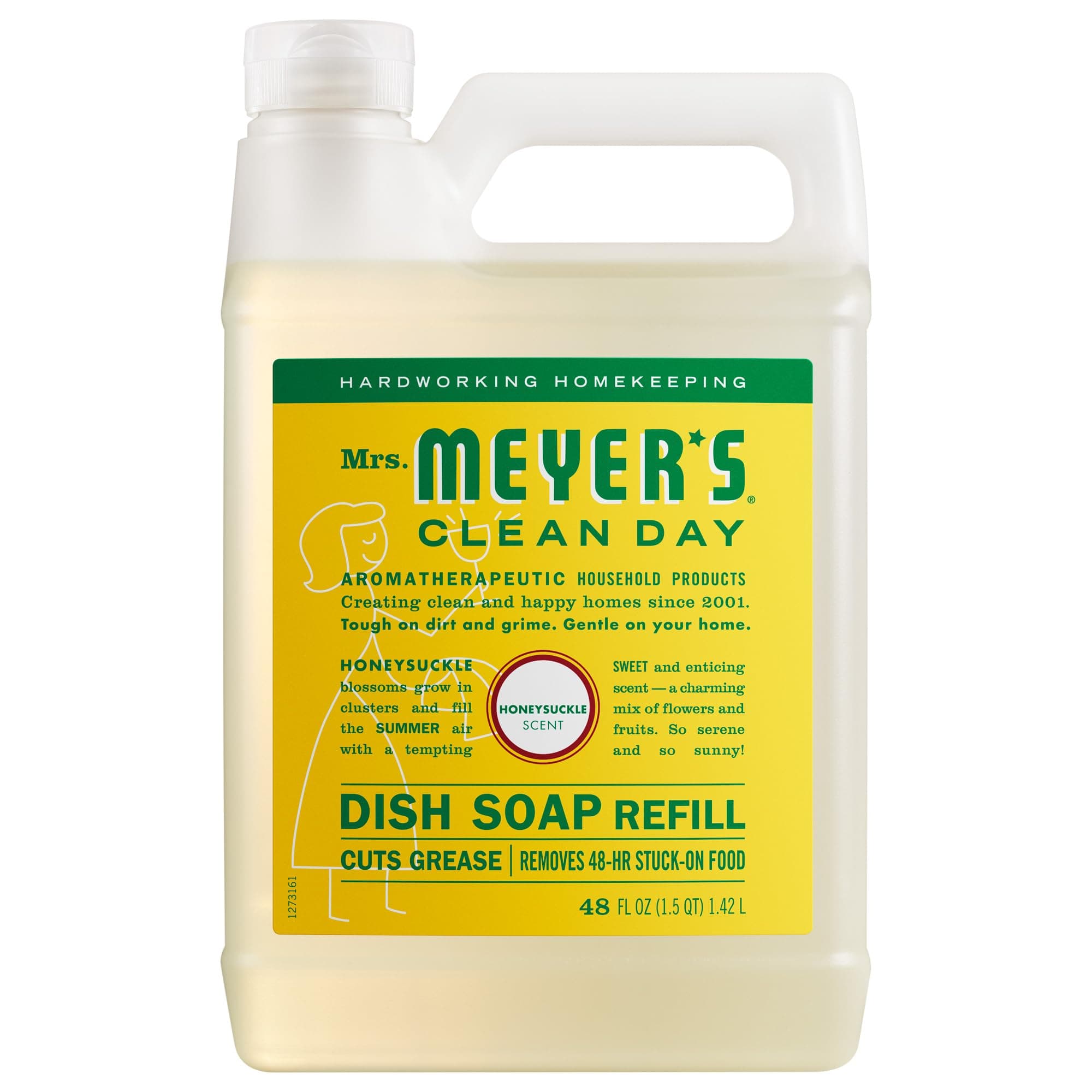 Mrs. Meyer's Liquid Dish Soap Refill, Biodegradable Formula, Honeysuckle, 48 fl. oz