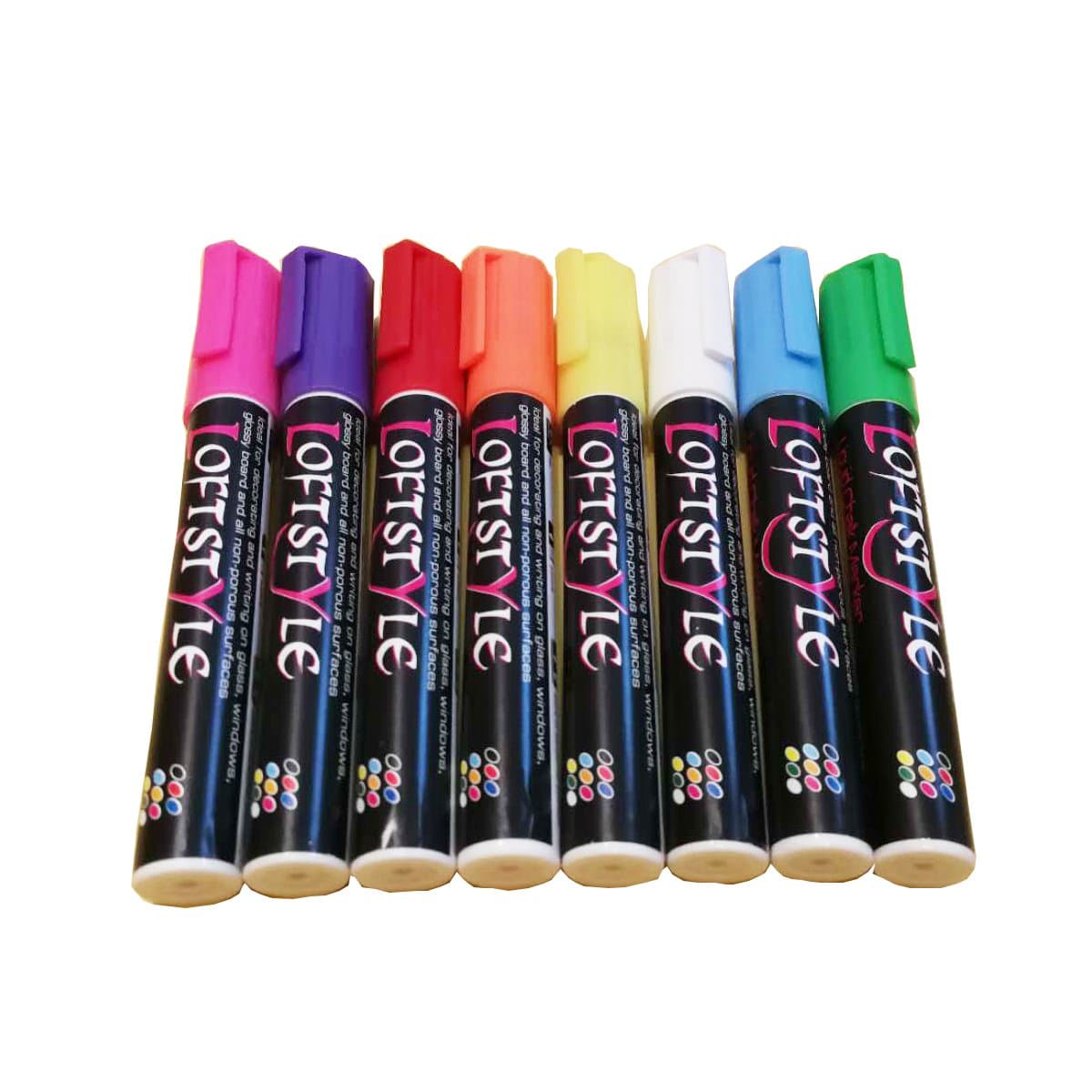 Chalkboard Liquid Makers,Loftstyle 8 Color Fluorescent Makers,Liquid Chalkboard Makers,Bright Reversible Tip Chalkboard Paint Markers Erasable Ink for Chalk Board, Glass and Windows 8 Color