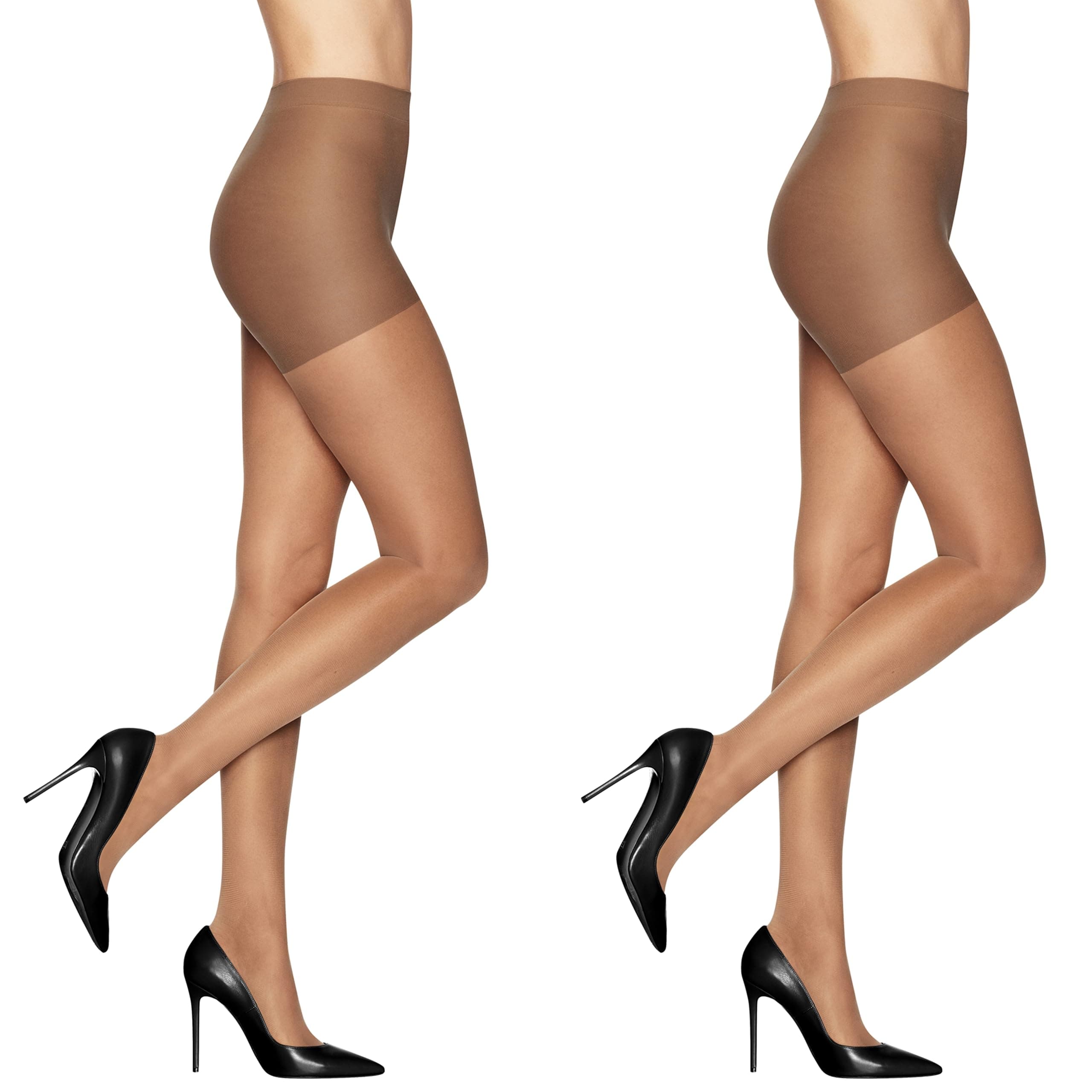 Sheer Energy Women's Medium Support Compression Tights, Control Top, Reinforced Toe