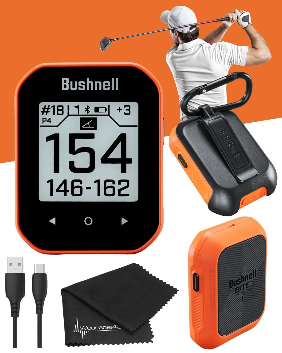 Bushnell Phantom 2 GPS Rangefinder with BITE Magnetic Mount and GreenView with Ultimate 3 Golf Tools Bundle +Lens Cloth